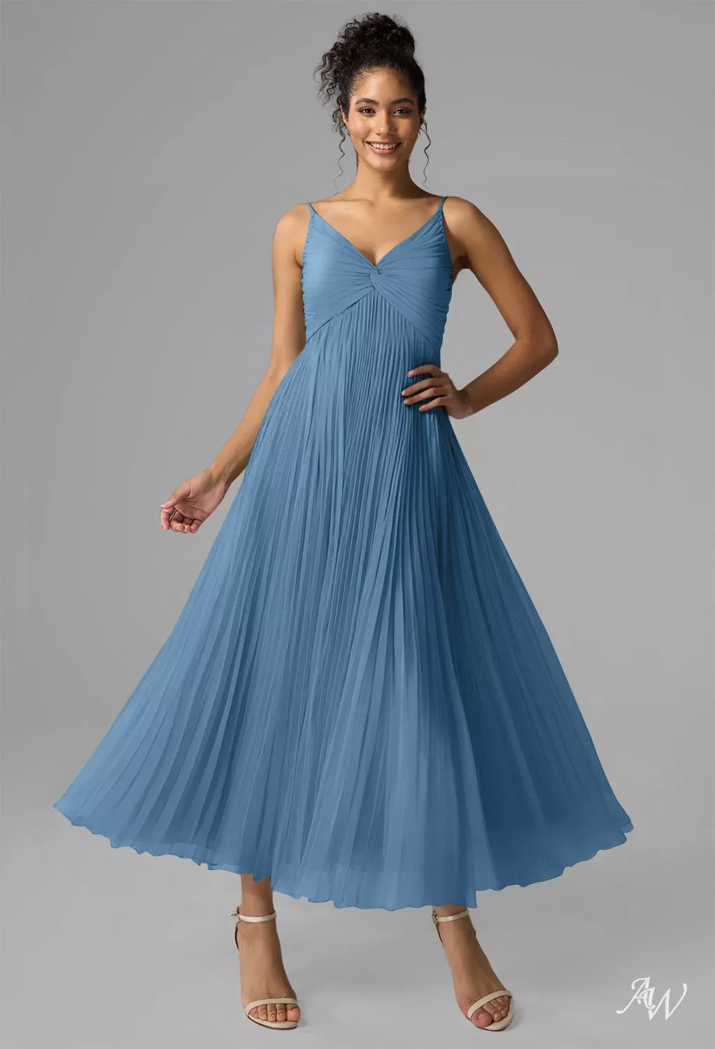 knee length dresses for ladies Knee Length Chiffon V Neck A-Line Wedding Guest Dresses main image 0