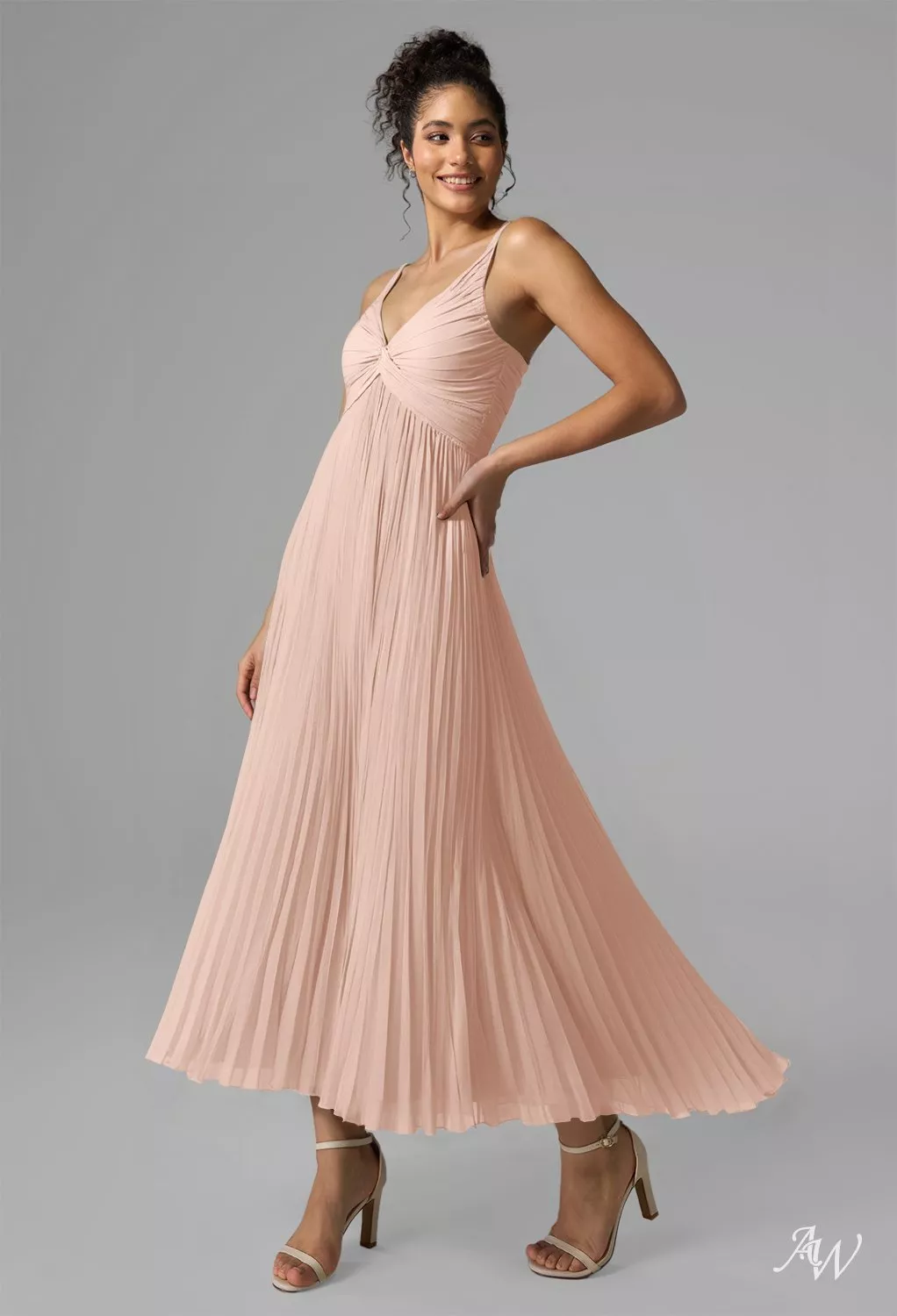 pink pleated wedding guest dress light pink wedding guest dress Zapaka Women Pink Wedding Guest Dress with  Ruffle Sleeves A Line V Neck Pleated Chiffon Long Formal Dress, Pink / US12