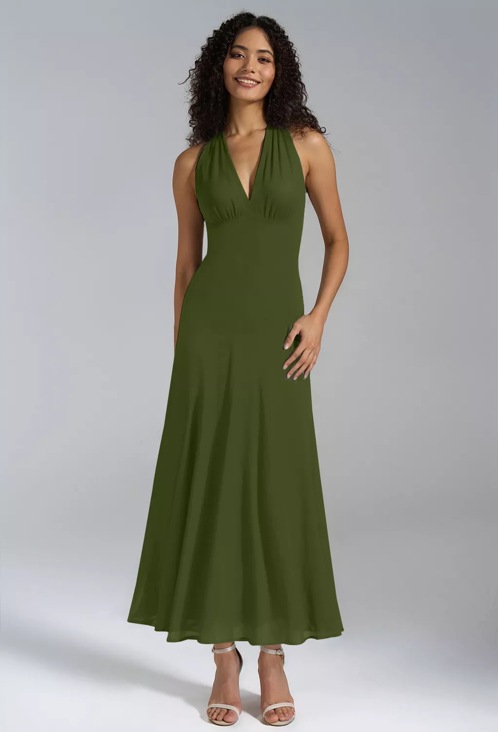 Green Olive Wedding Guest Dresses | AW.Bridal