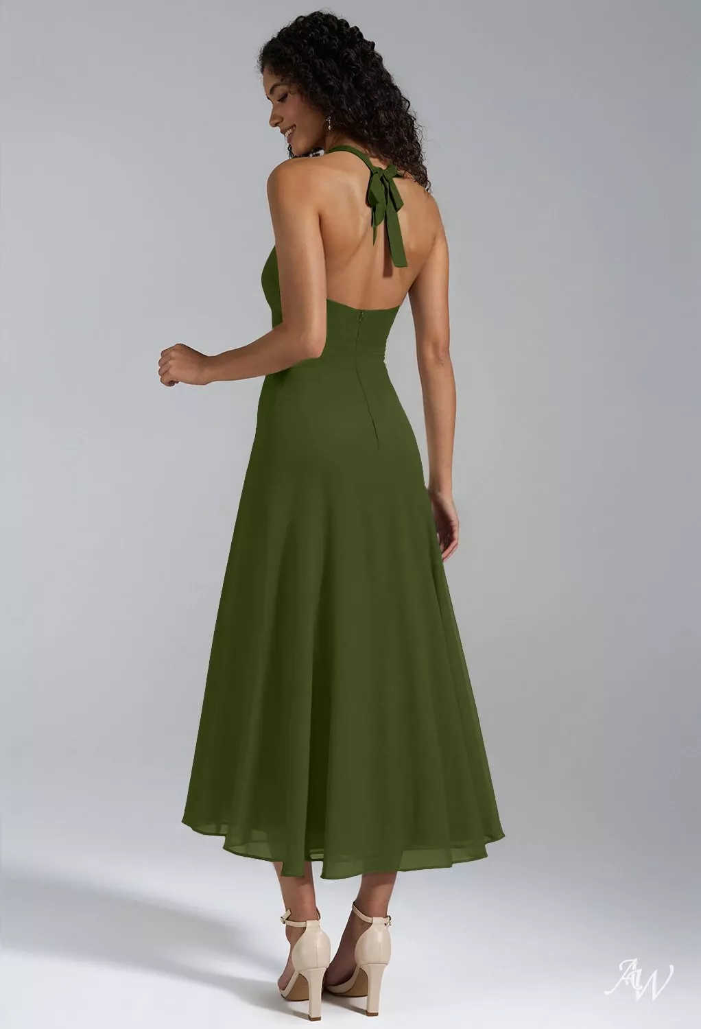 olive green dress for wedding guest Midi Satin with Pocket Olive Green / Medium Woven Surplice neckline Sleeveless Waist tie Midi Wash Method Green Wedding Guest Dresses &
