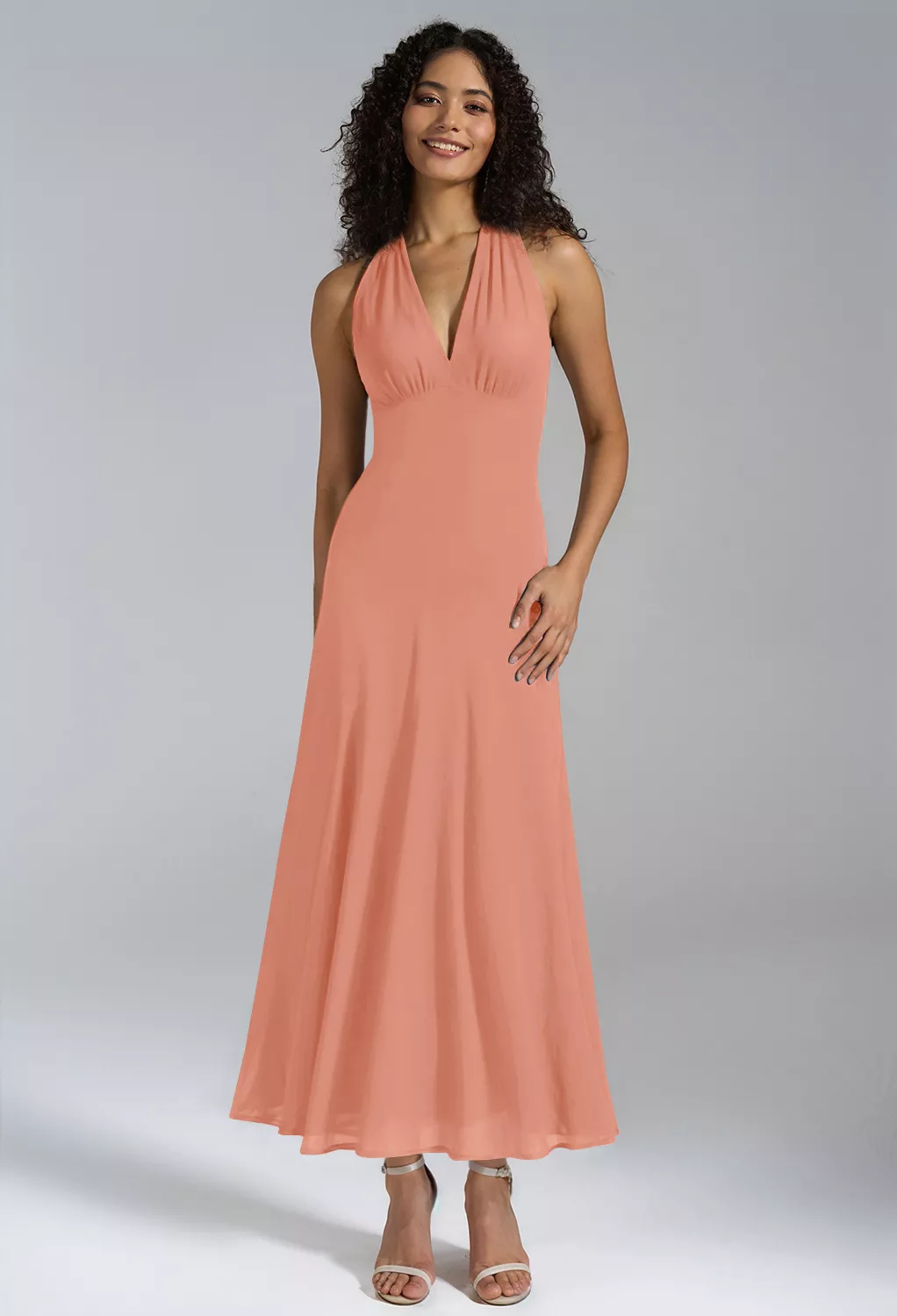 Peach Pink Wedding Guest Dresses | AW.Bridal