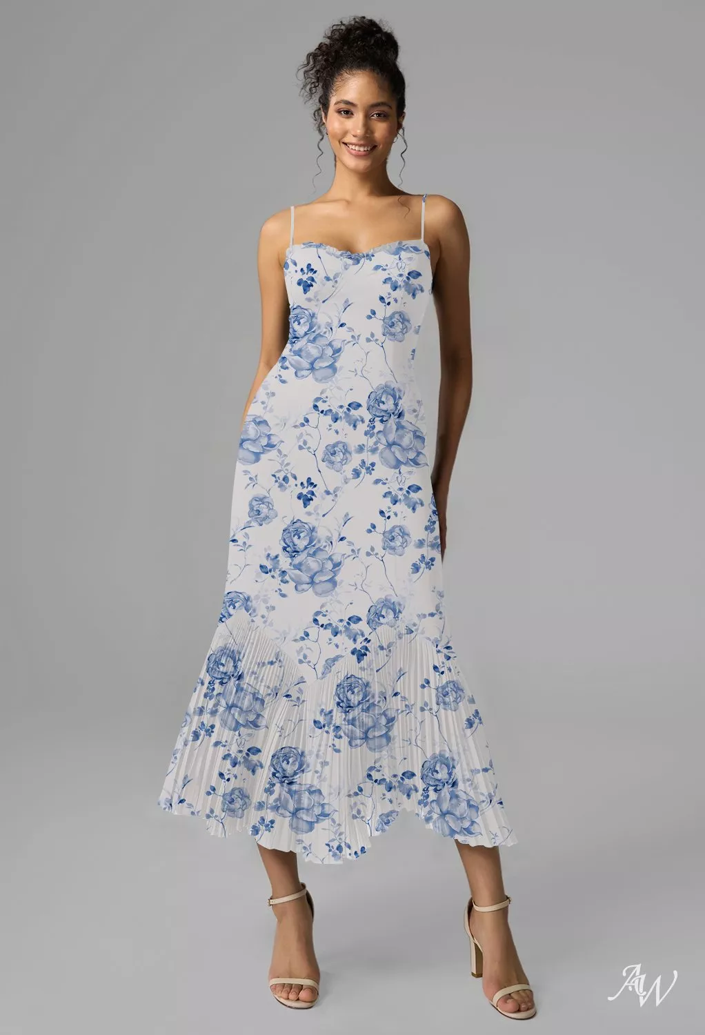AW Elouise Blue Botanical Floral Wedding Guest Dresses | AW.Bridal