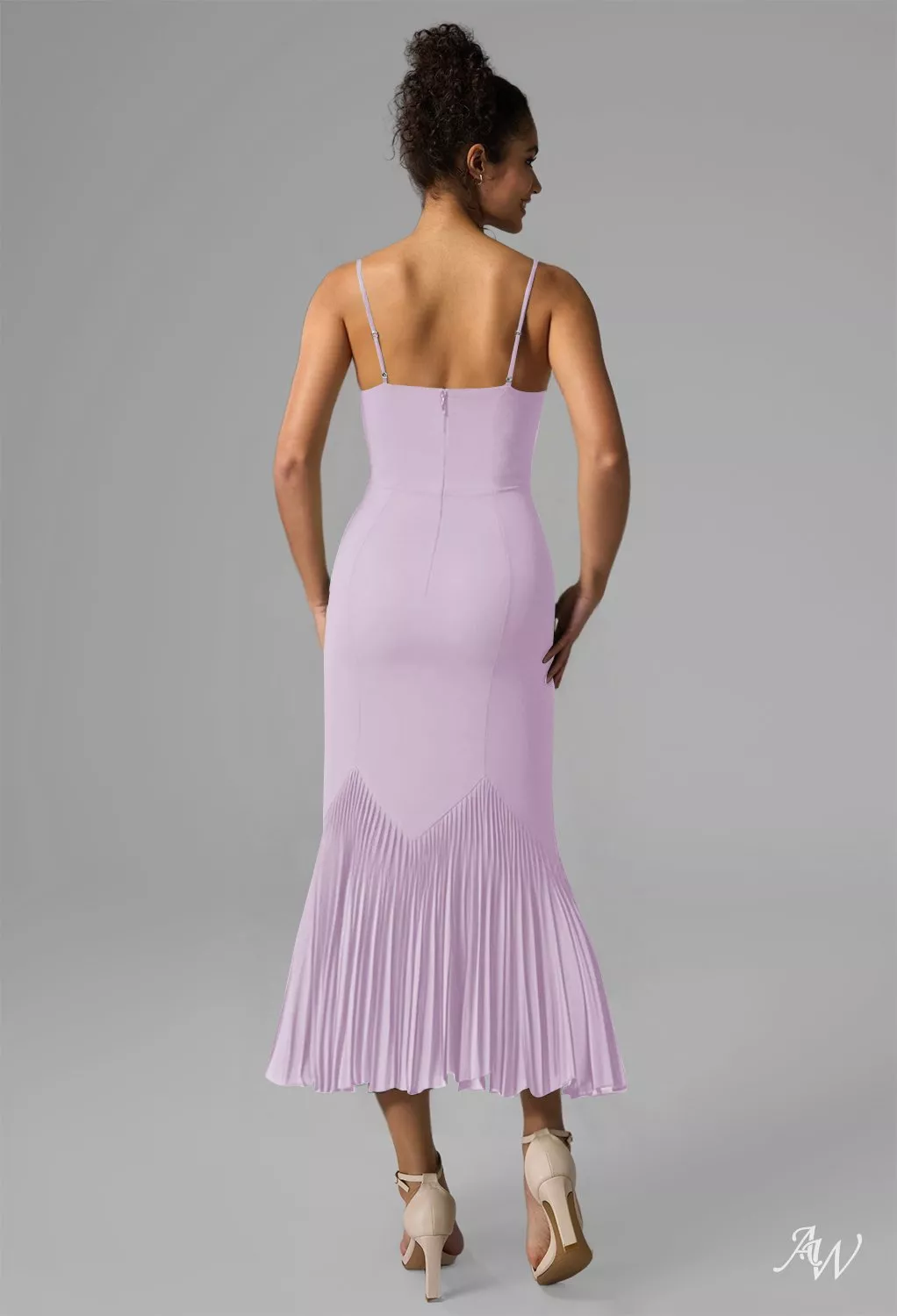 lilac bridesmaid dresses midi Clemmie Satin Bridesmaid Dress