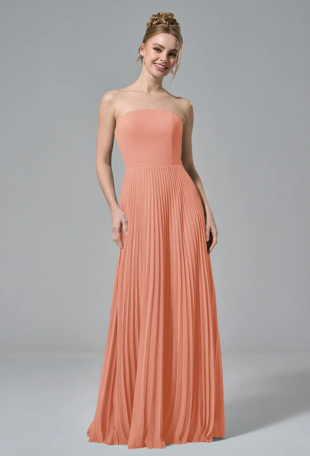 green emerald velvet dress Halter Peach Bridesmaid Dress with Criss Cross Straps – FancyVestido main image 1