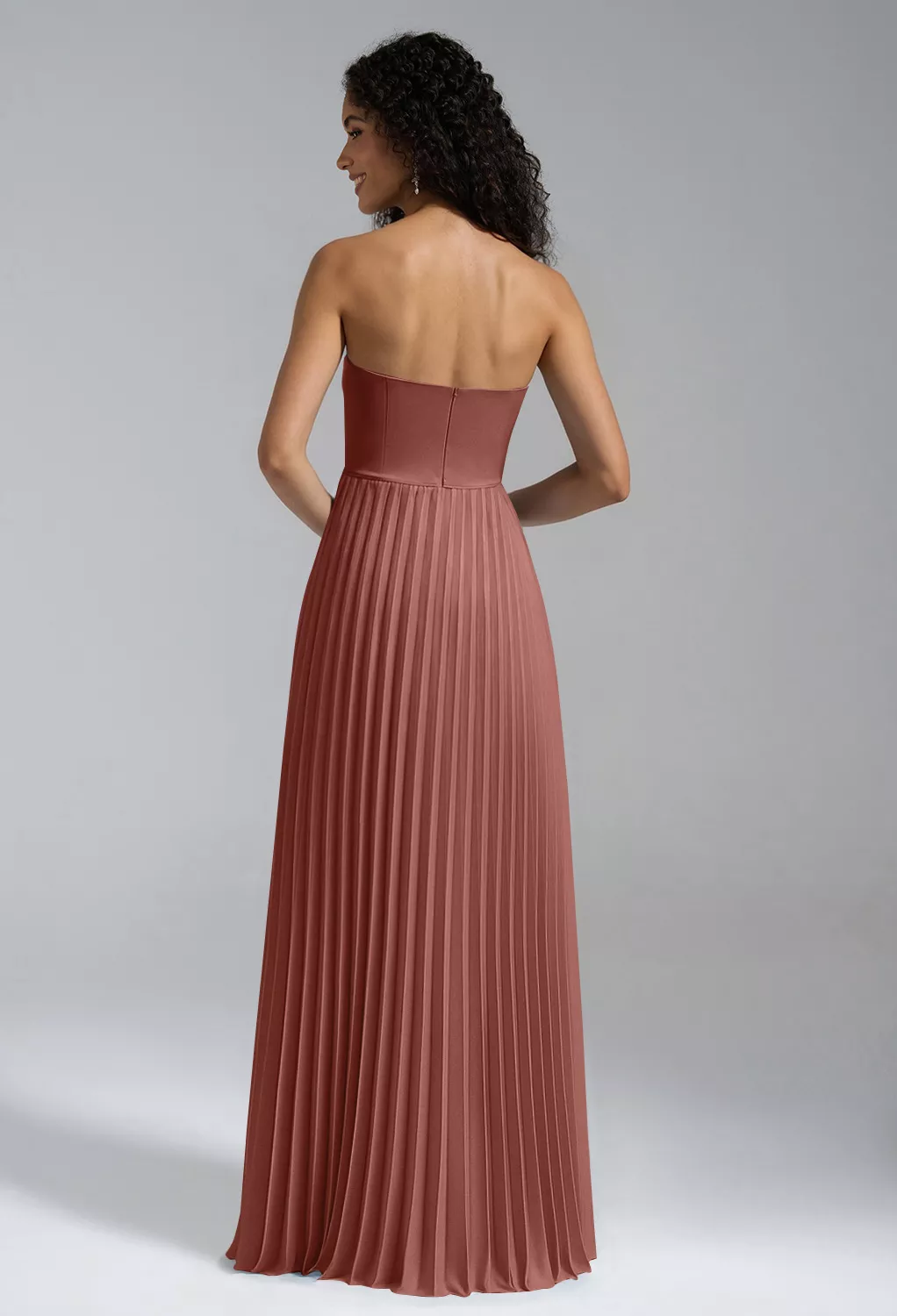 canyon rose color bridesmaid dresses Flowy Satin V-neckline A-line Desert Rose Bridesmaids or Evening Gown –  Sparkly Gowns main image 1