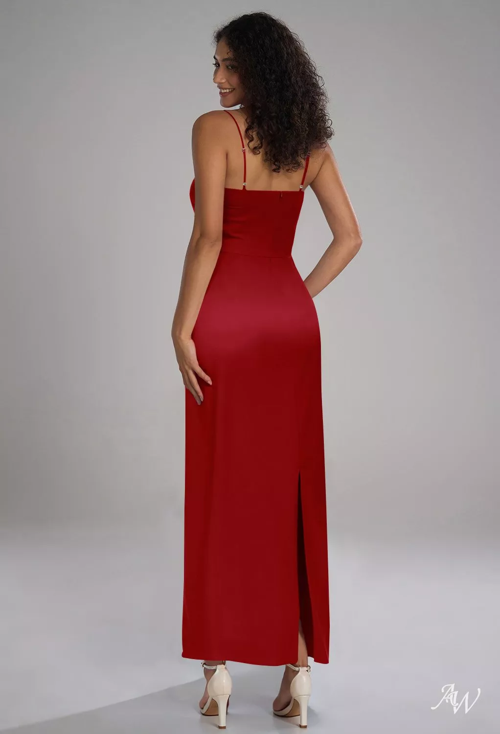 laila bridesmaid dress AW.Bridal Column Square Neckline Ankle Length Sleeveless Spaghetti Straps Satin Split Wedding Guest Dresses Deep Claret Size 18 EIRA BLACK SILK SATIN leather_sole Aw bridal Care Instructions Pattern distribution format:Paper Sewing Pattern + Paper Gift Pattern