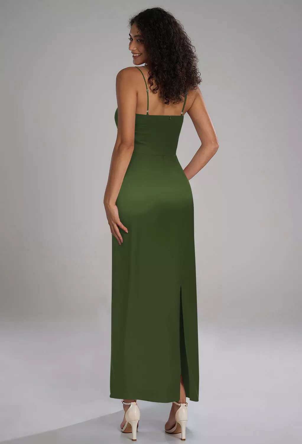 strapless open back dress Silvia Olive Floral Embroidered Midi Dress – Frock and Frill