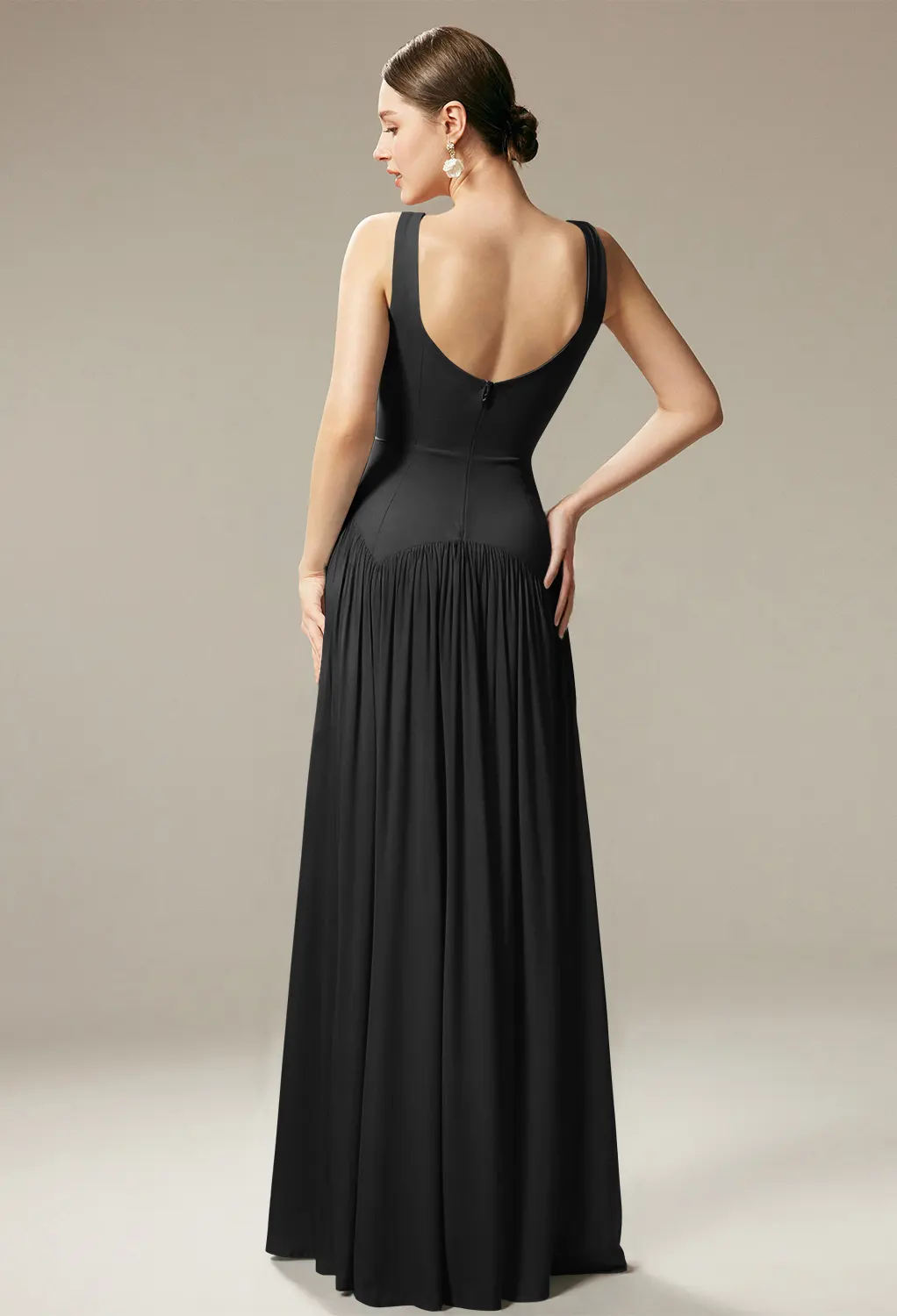 green emerald velvet dress Zapaka Women Simple Black Blue Mermaid Long Bridesmaid Dress with Slit Spaghetti Straps Pleated Long Formal Dress, Black Blue / US16W