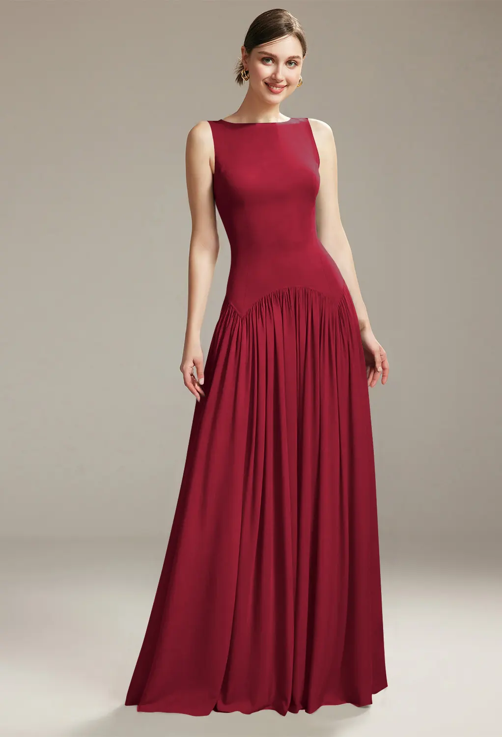 open lace back dress Unique mermaid satin long prom dress red long formal party dress – dresstby main image 1
