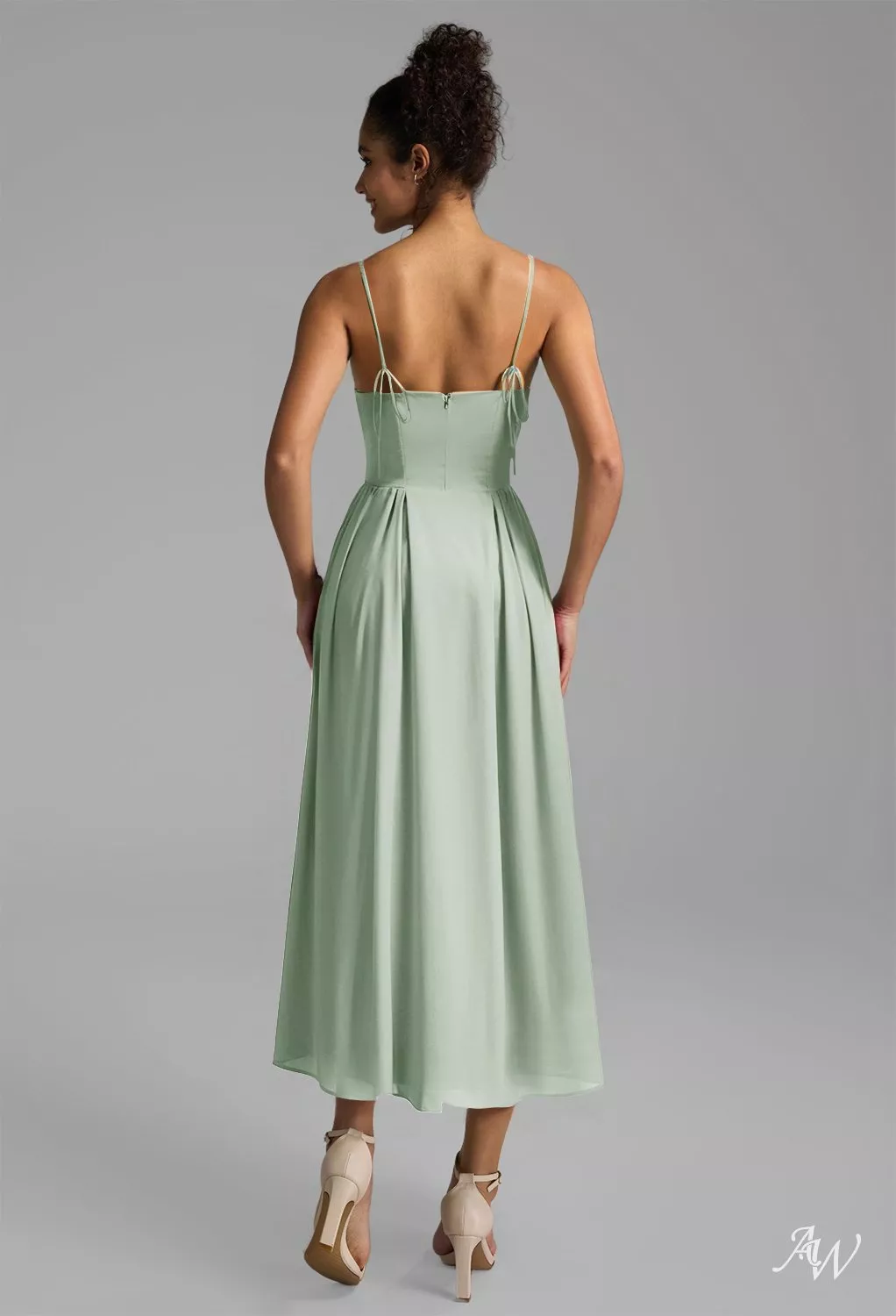 knee length dresses for ladies Sage Satin Glamorous Cowl Neck Midi Dress – Elegant Fall Dress – L. Mae  Boutique