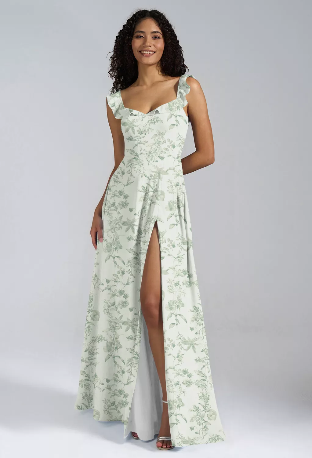 slim fit dress slacks Ivy Cotton Midi Dress-Verdant Green, Meadow Scatter
