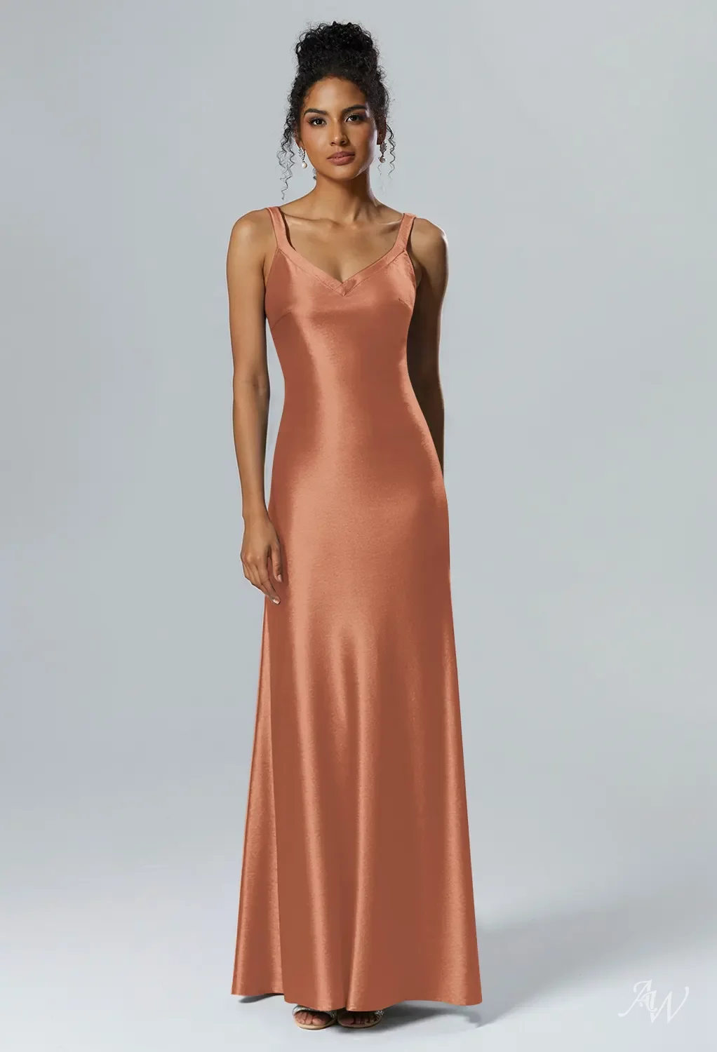 raw silk bridesmaid dresses AW Shreya Satin Charmeuse Sienna Spaghetti Straps Sleeve Length