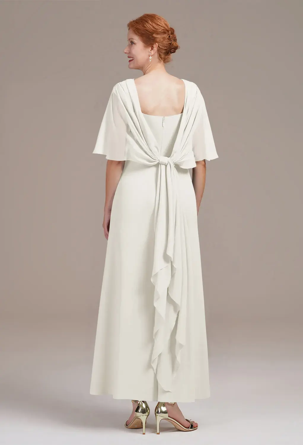 mother of the bride ivory dresses Rosalind Trendy Scoop Short Chiffon Mother of The Bride Dresses, Ivory