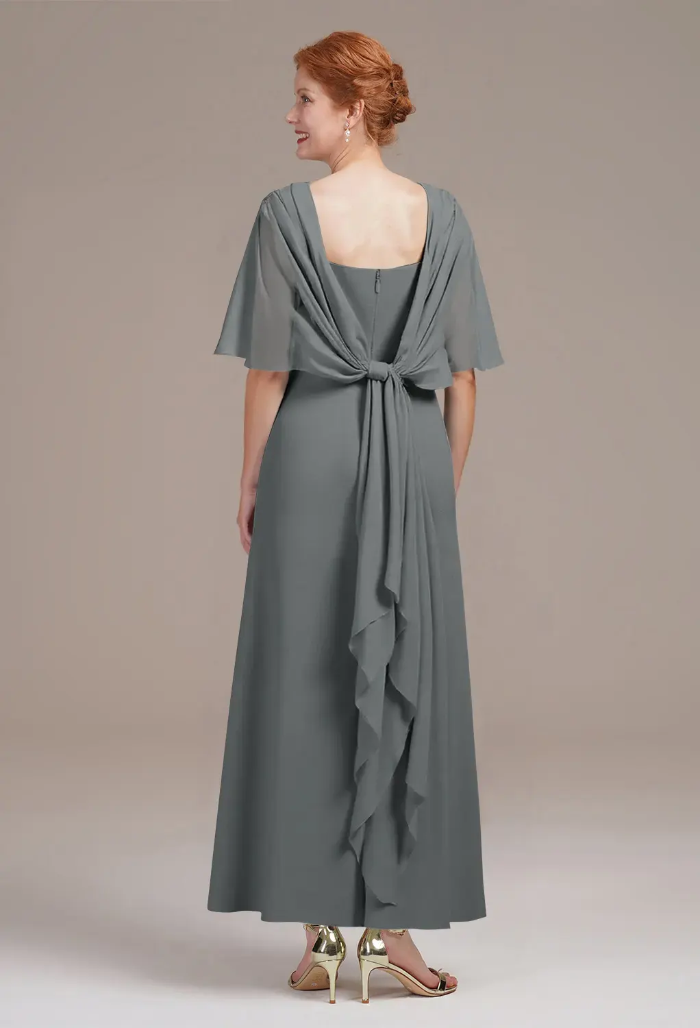 steel grey mother of the bride dress Beading Steel Grey Chiffon V-Neck Mother of The Bride Dresses