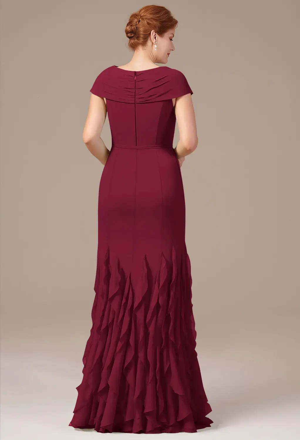 slim fit dress slacks Magenta One Shoulder Detachable Cape Mother Of Bride Dress