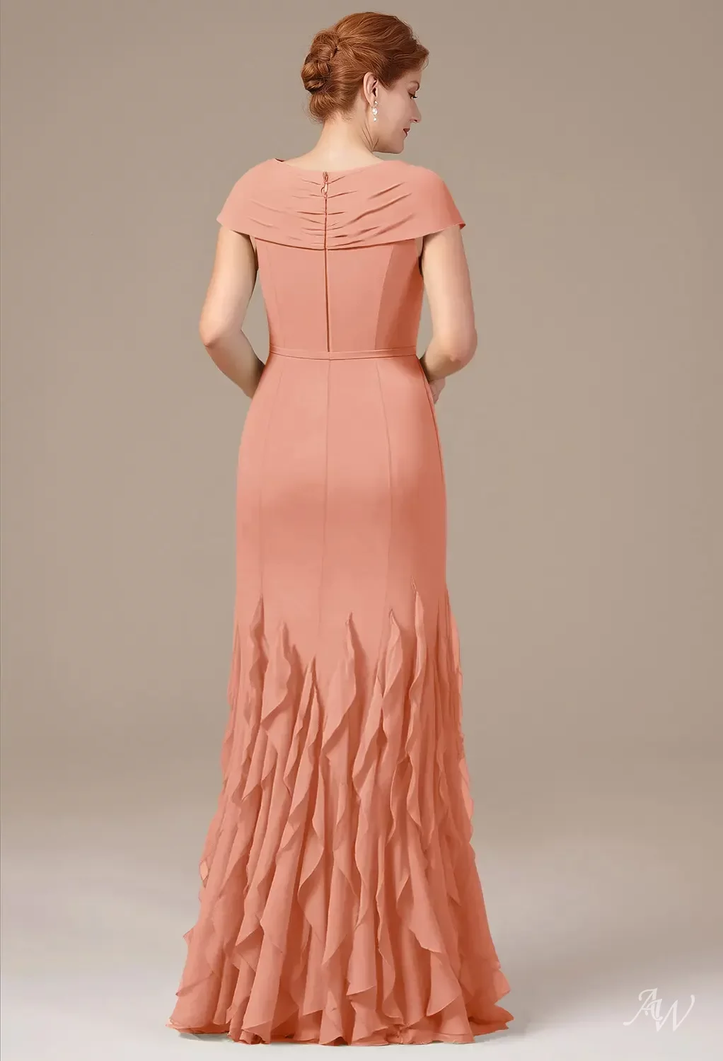 mini pink dress formal Peach Spaghetti Strap Organza Midi Dress With Bow Detail