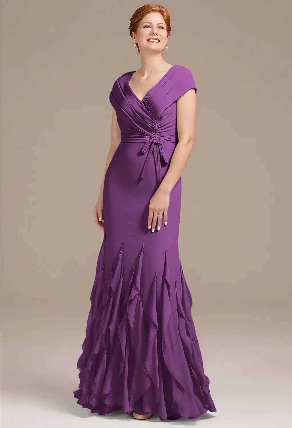 purple mother of the bride dresses Lilac Mother of the Bride Dresses,Mother Dress with Sleeves,Long Mother Dress,MD00033, US6 / Burgundy main image 1