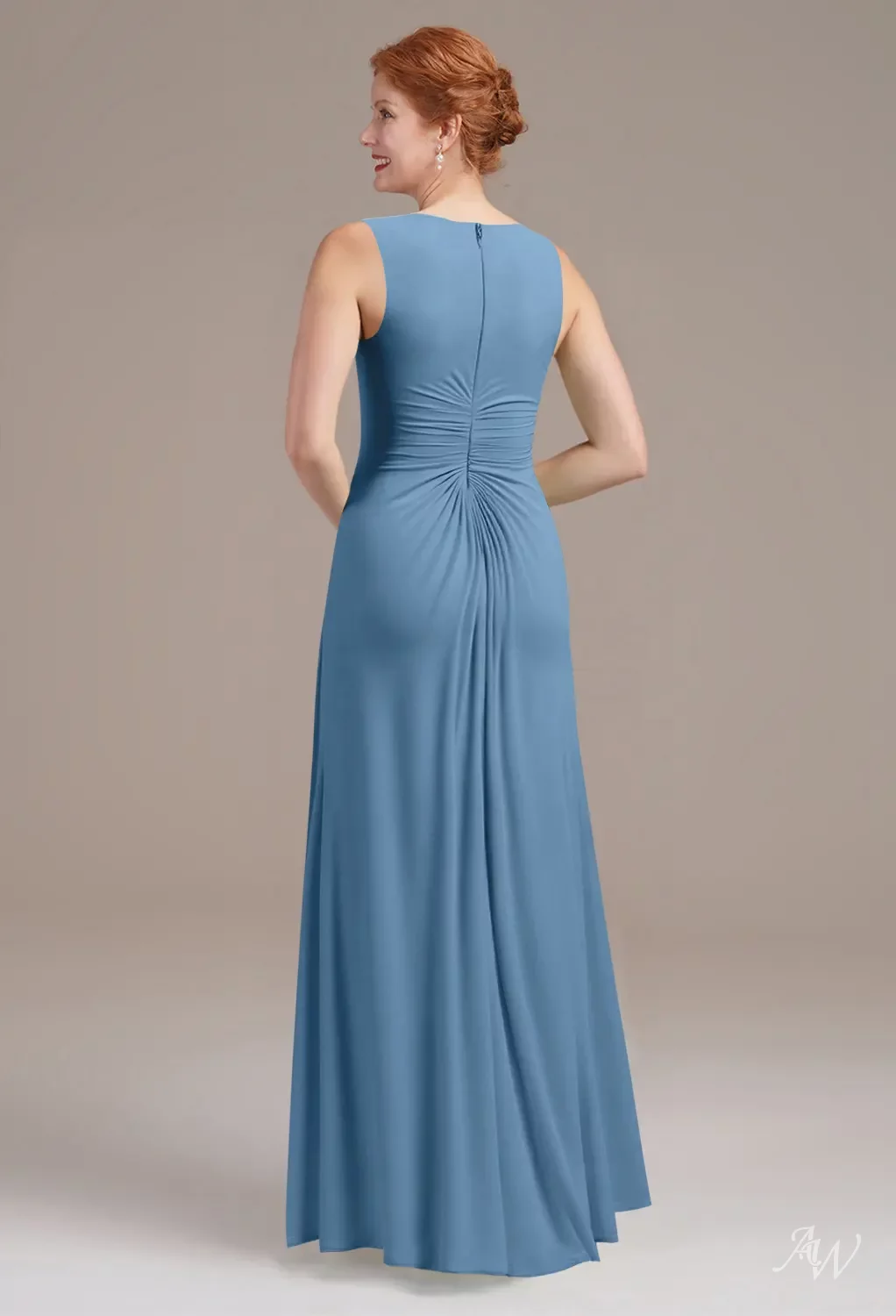 dusty blue dress mother of the bride Nox Anabel MD129 Prom Dress - Navy Blue main image 0