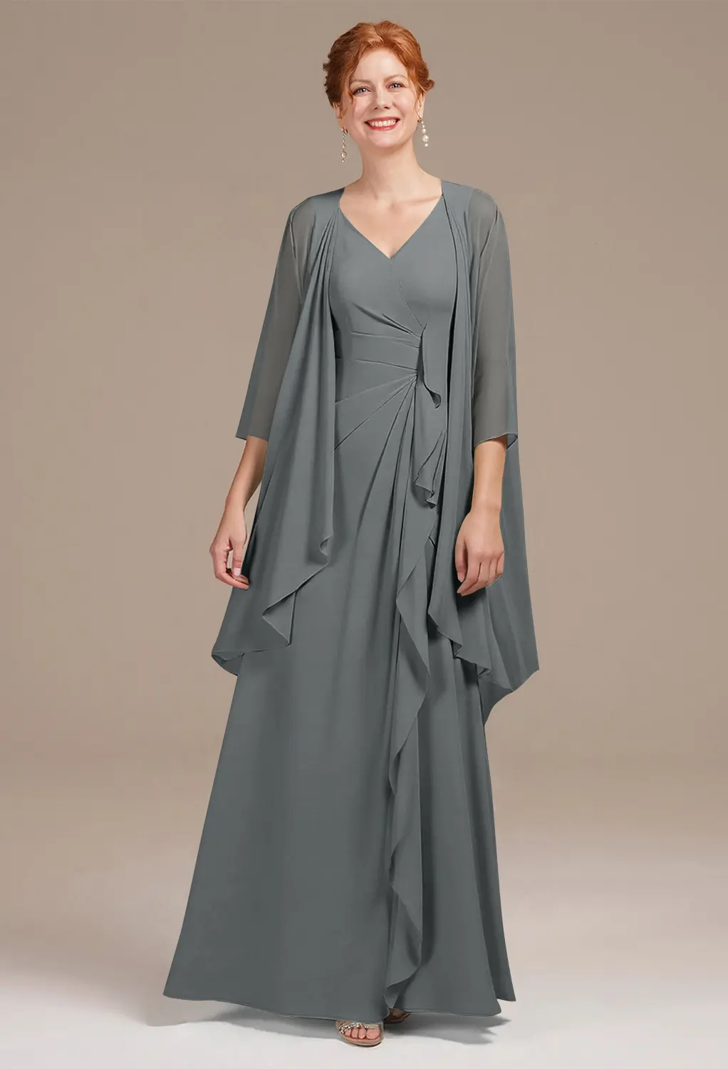 mother of the bride silver grey dresses Zapaka Women Grey Silver A-Line Mother of The Bride Dress Off The Shoulder Ruched Long Wedding Guest Dress, Grey Silver / US20W main image 0