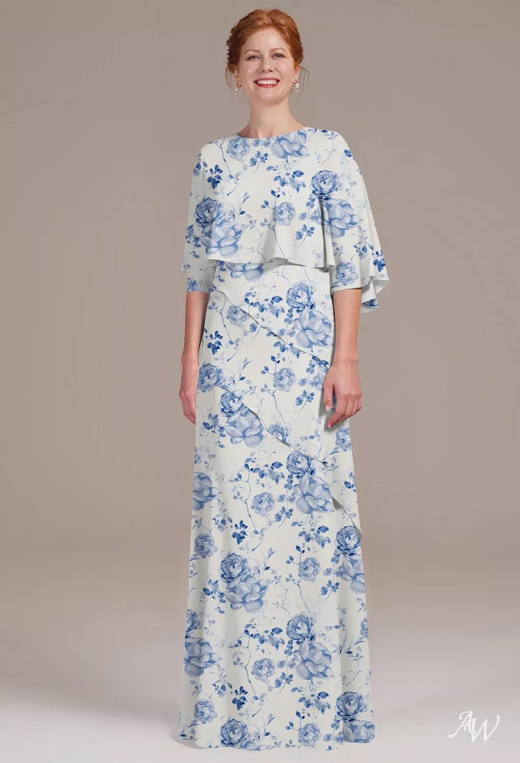 princess polly baby blue dress AW.Bridal A-Line Bateau Neckline Floor Length Short Sleeves Ruffles Floral Mother of The Bride Dresses Floral Dress Blue Botanical Floral Size 18