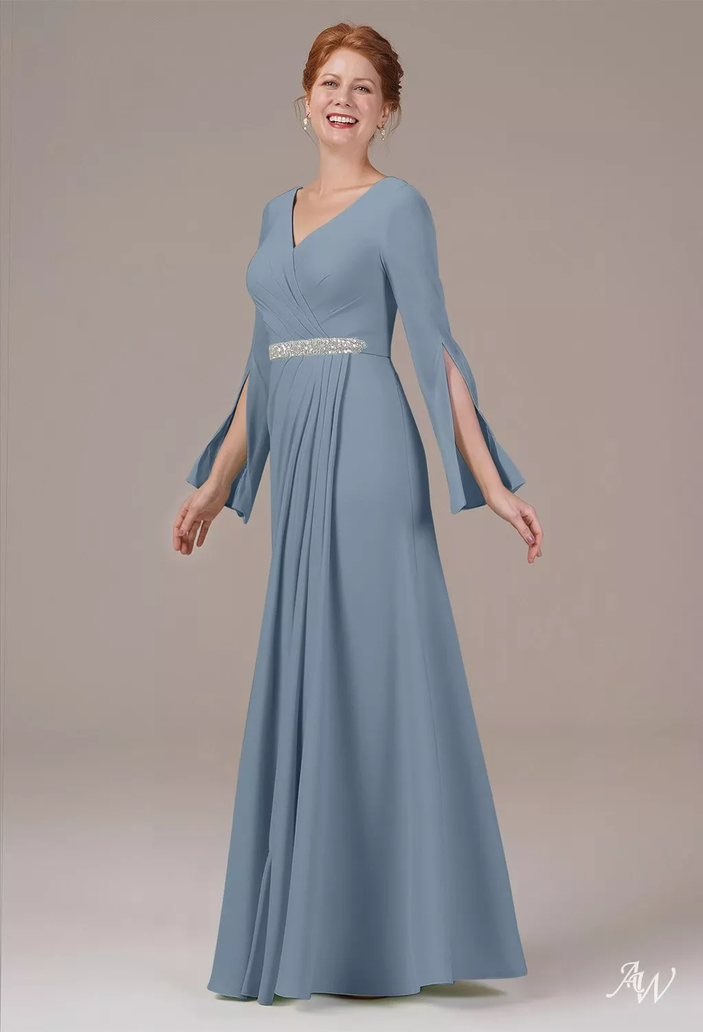 dusty blue mother of bride dress AW.Bridal A-line V-Neck Floor Length Long Sleeves Appliques Beading Ruching the Dresses Light Size 8 versatile black dress Gothic Black Dress for Color:Teal Blue Elegant and timeless