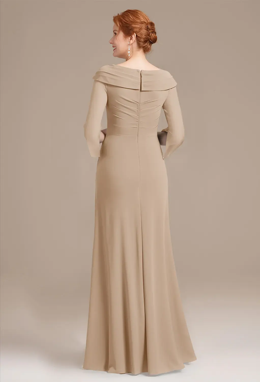sachin and babi light blue dress Zapaka Women Elegant Champagne Mother of The Bride with Embroidery Off The Shoulder A-Line Matte Satin Long Formal Dress, Champagne / US6 main image 1