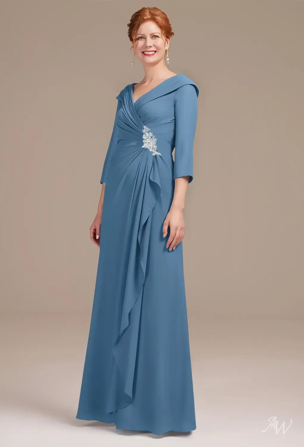 dusty blue mother of the bride long dress Strapless Short Dress with Side Tail & Lace-Up Back main image 1