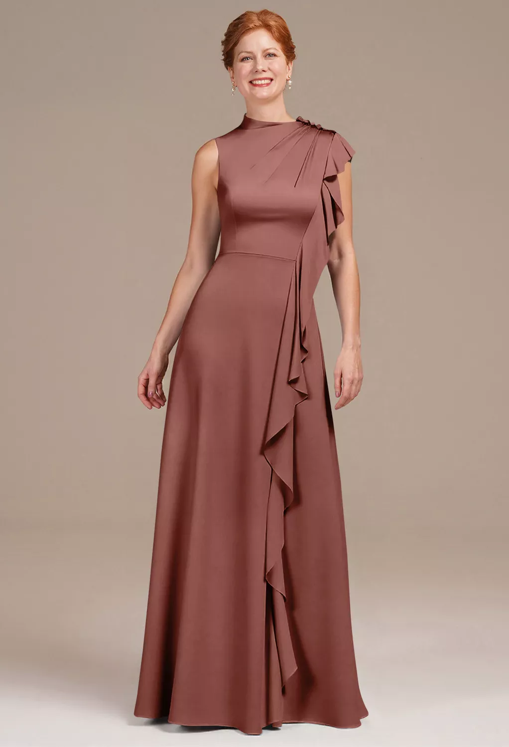 rose gold mother of groom dress Ivonne D by Mon Cheri - 221D47 V-Neck Low Back Mother of the Groom Dress 12 / Rose Gold main image 1