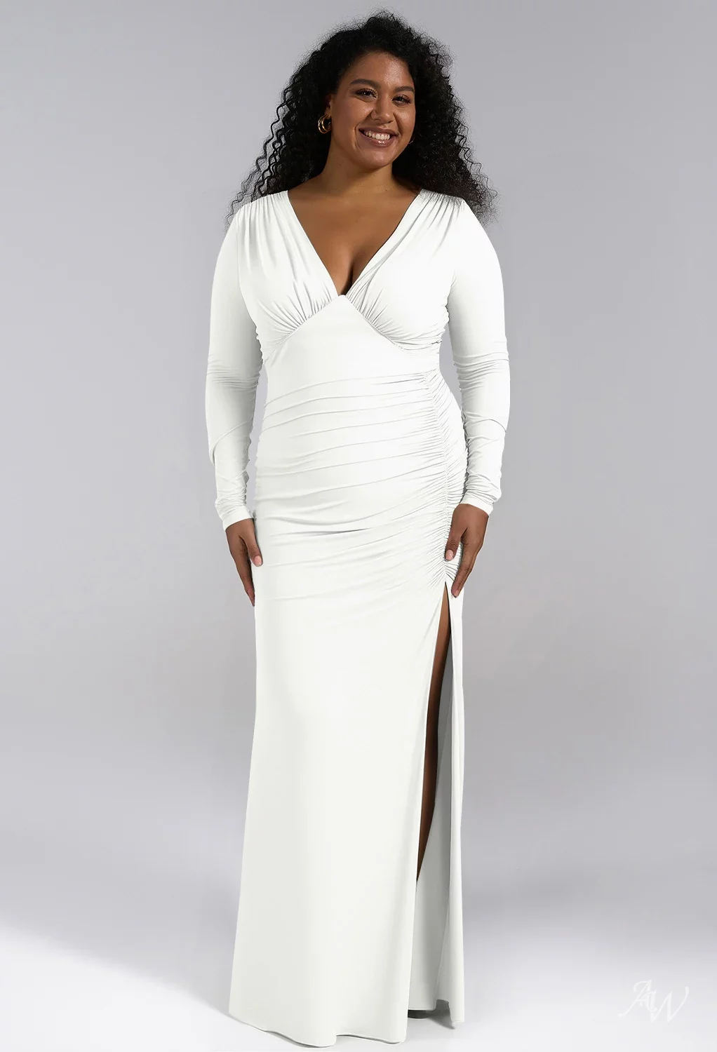white plus size bridesmaid dresses Ethereal Plus Size Lace Wedding Dress with Slit and Train – LA121 –  Viniodress main image 0