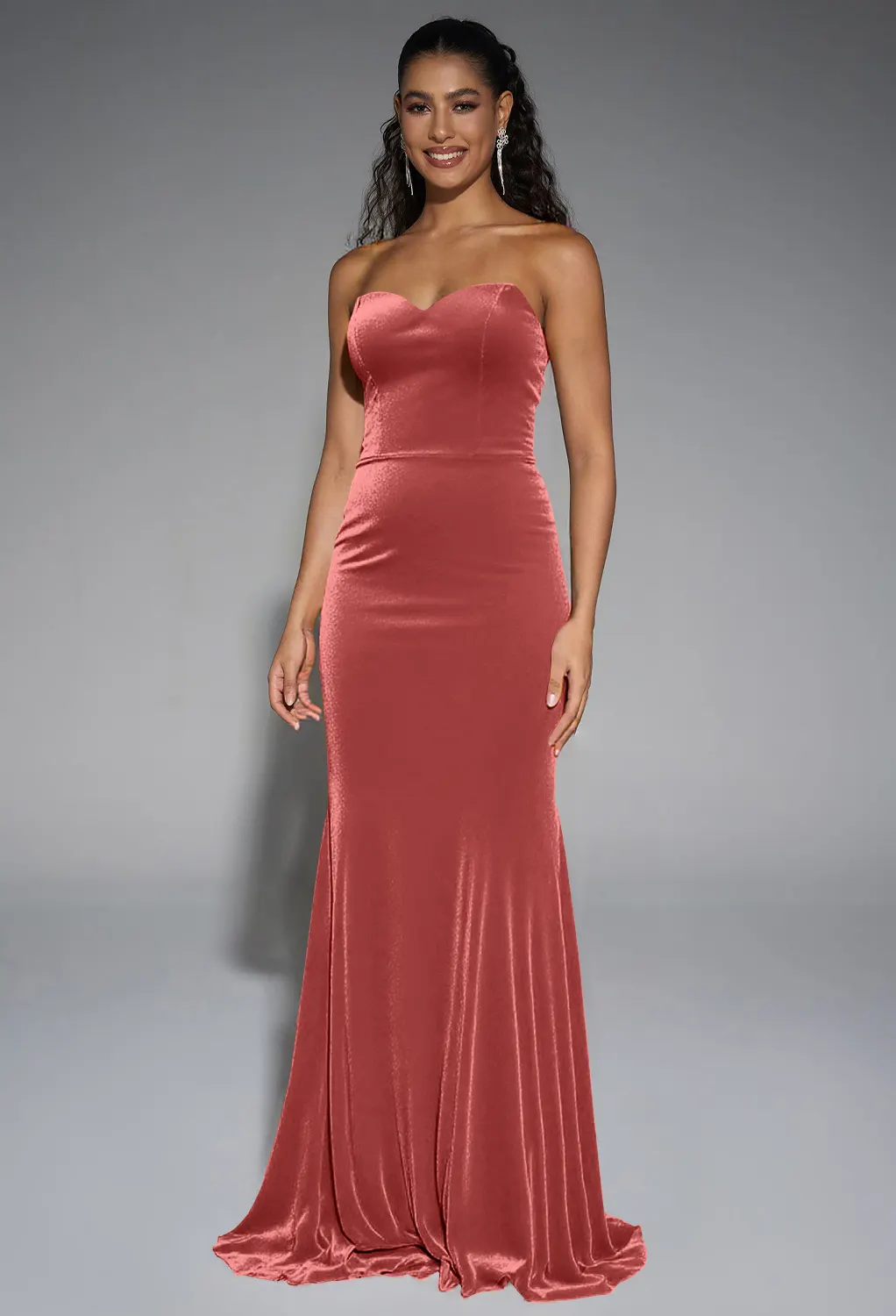 sorella vita velvet bridesmaid dresses Elegant Velvet Bateau Bat Sleeve Side Slit Long Bridesmaid Dresses With Slit main image 0