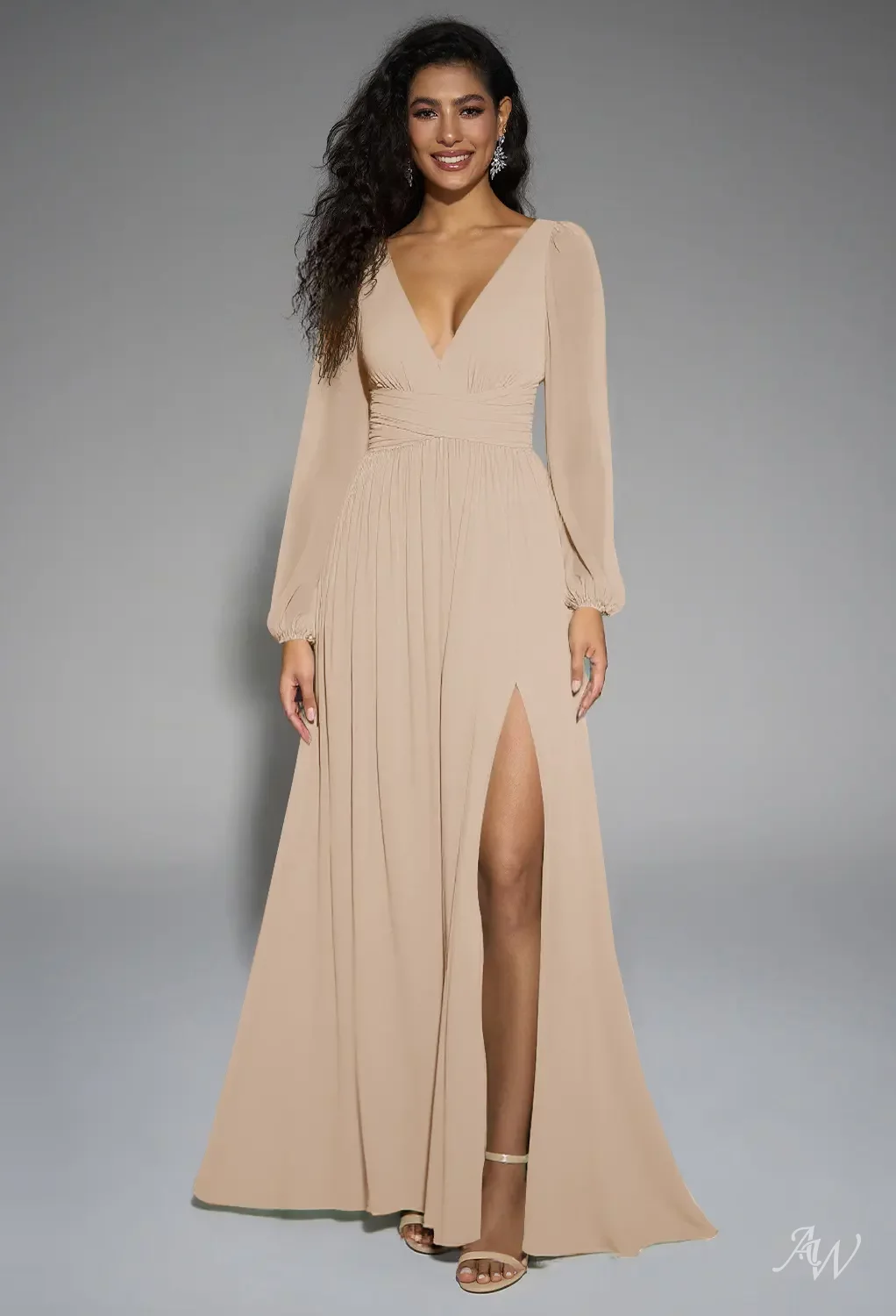 champagne a line dress Champagne Tulle Long A-Line Prom Dress, Champagne Off the Shoulder Eve main image 0