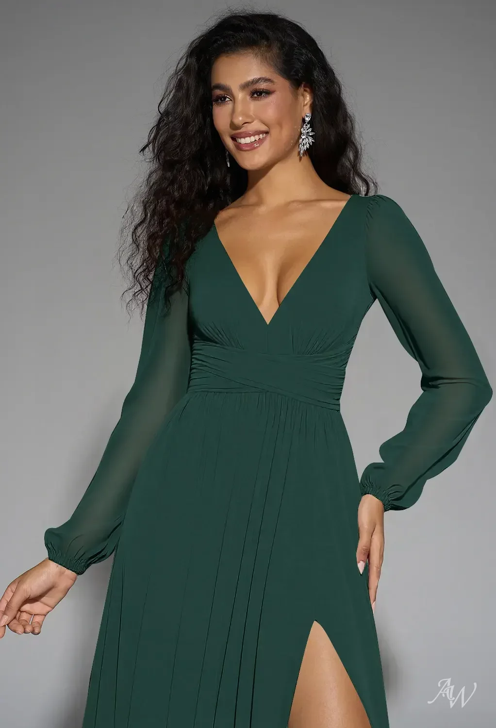 dark emerald formal dress open lace back dress Long Ruffled A-Line Prom Dress with Lace-Up Corset  Dark Emerald / 6