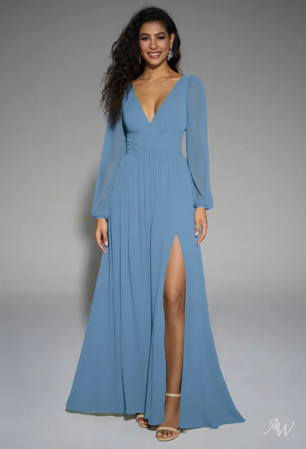 dusty blue puff sleeve dress New Days Dusty Blue Ditsy Floral Dress – Shop the Mint main image 1