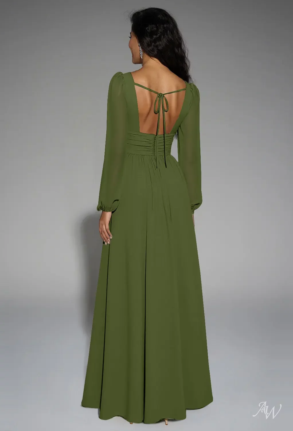 open lace back dress Champagne Rose Chiffon Bridesmaid Dress A-Line Floor-Length main image 1