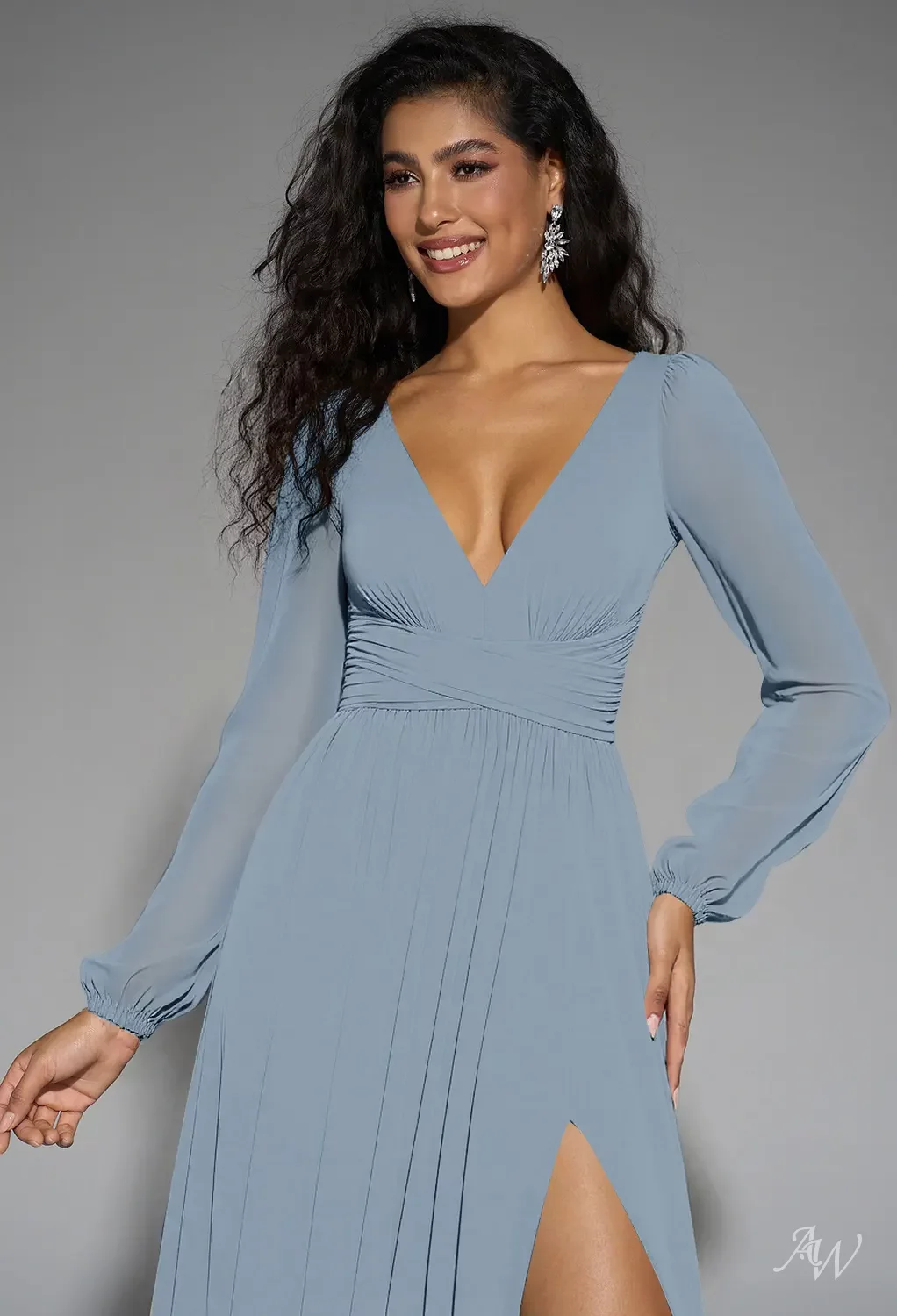 blue dress for baby girl Edie Cascade Wrap Mini Dress Dusty Blue