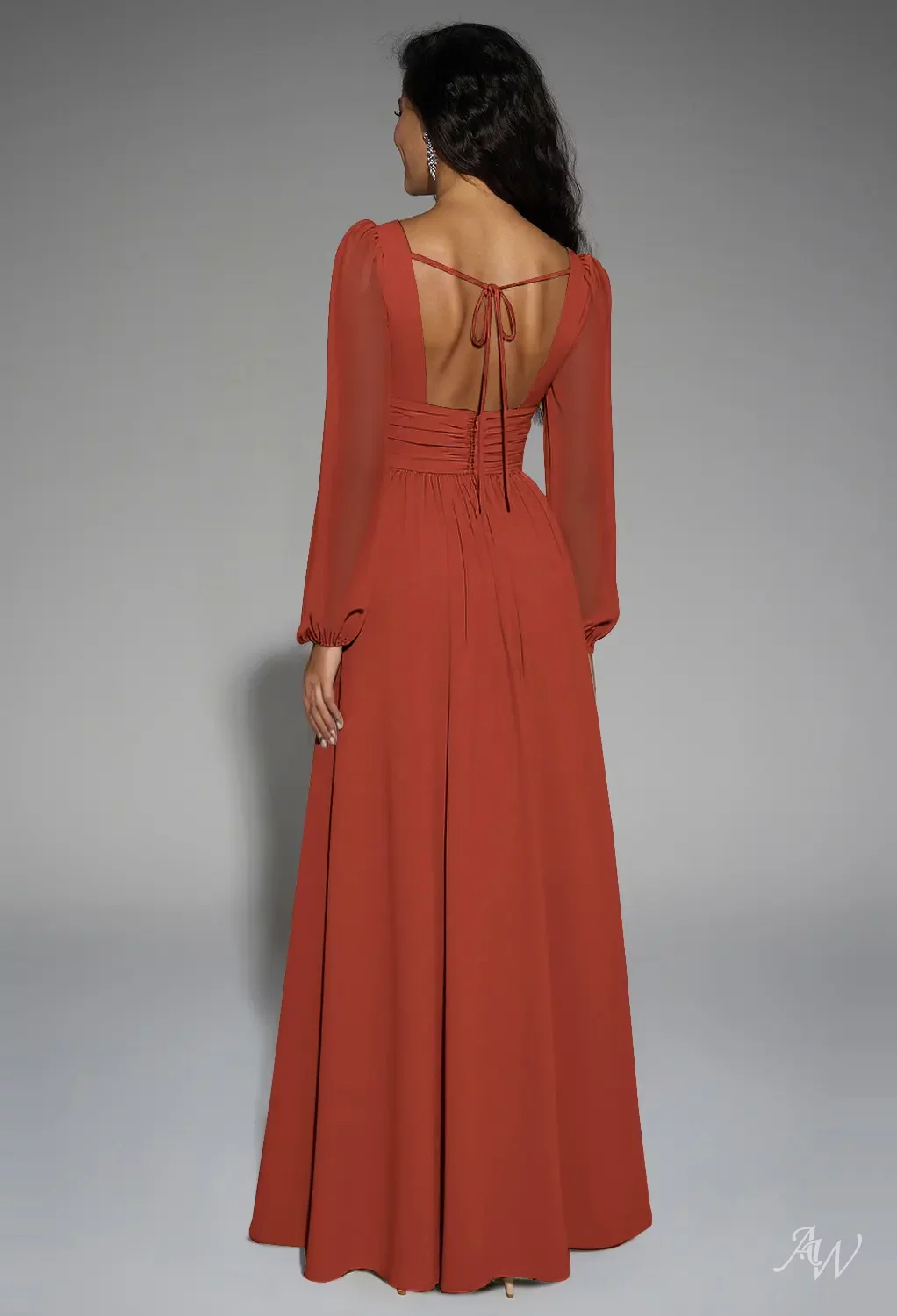 long sleeve bridesmaid dresses rust Long Sleeve Bridesmaid Dress Rust