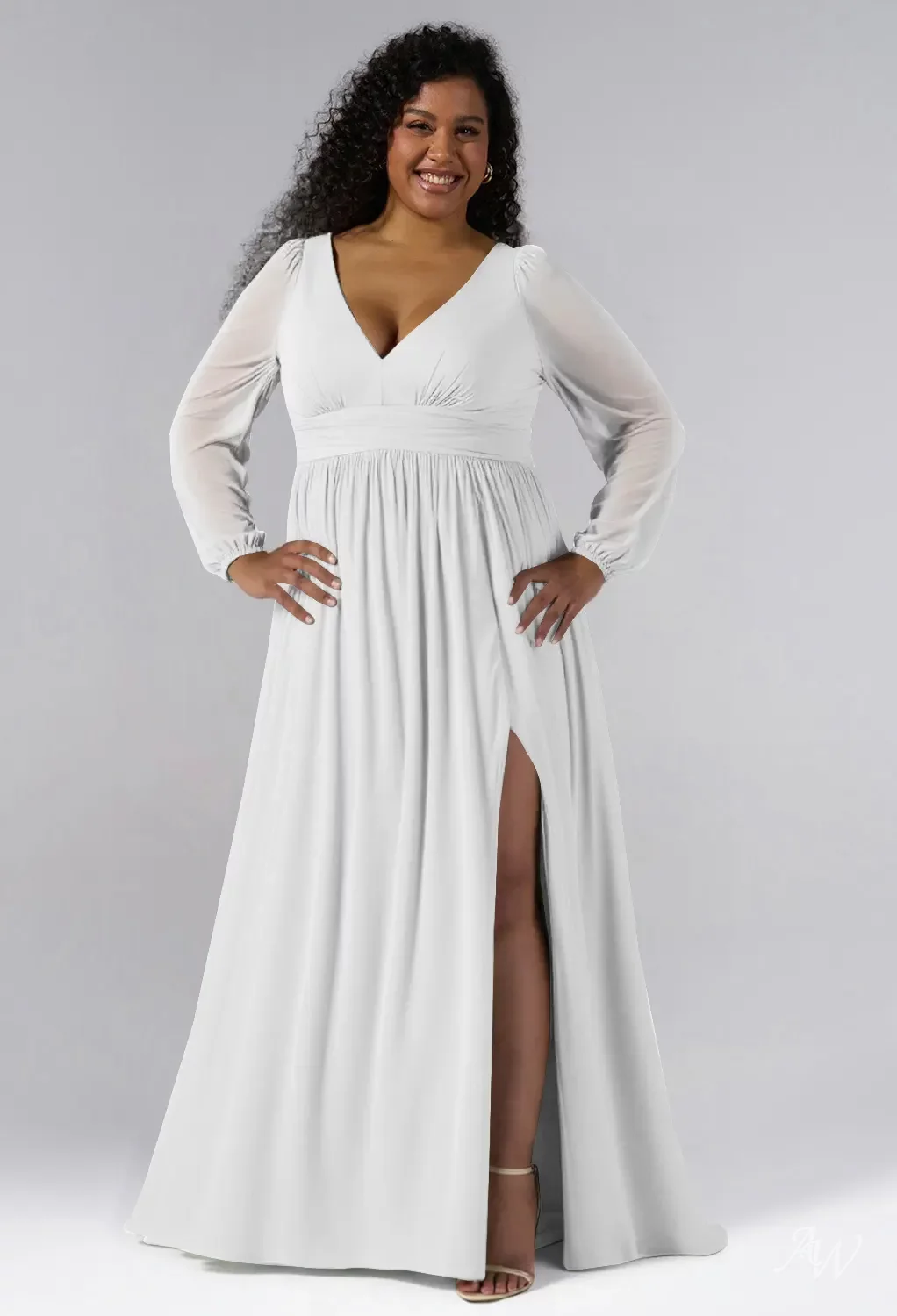 white bridesmaid dresses plus size LaDivine KV1057WC Long Plus Size Fitted Simple Wedding Dress main image 1