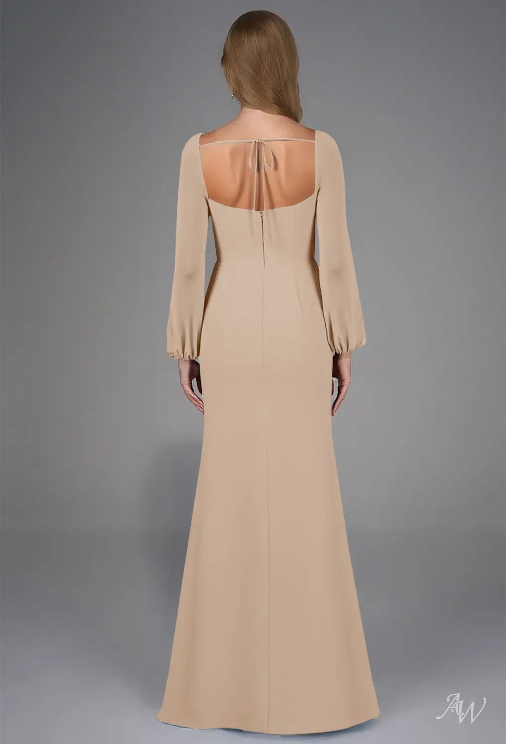 champagne bridesmaid dresses long sleeve KissProm