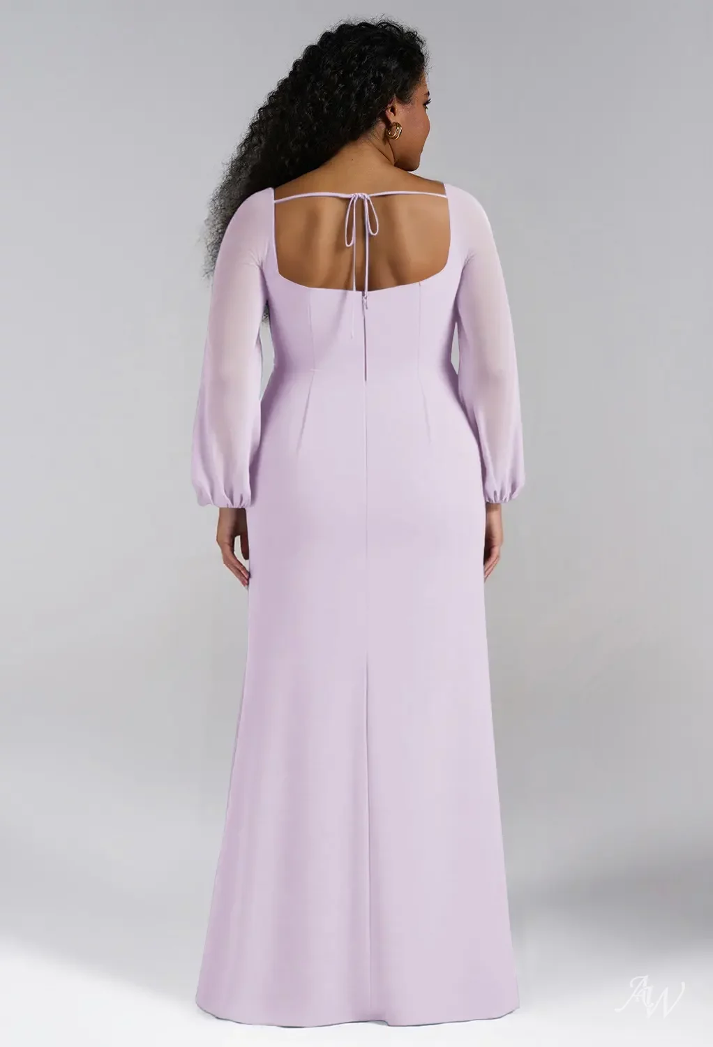 long sleeve lilac bridesmaid dresses Long Sleeve See Through Lilac Star Lace Prom Dresses with Sleeves & Belt ARD1941