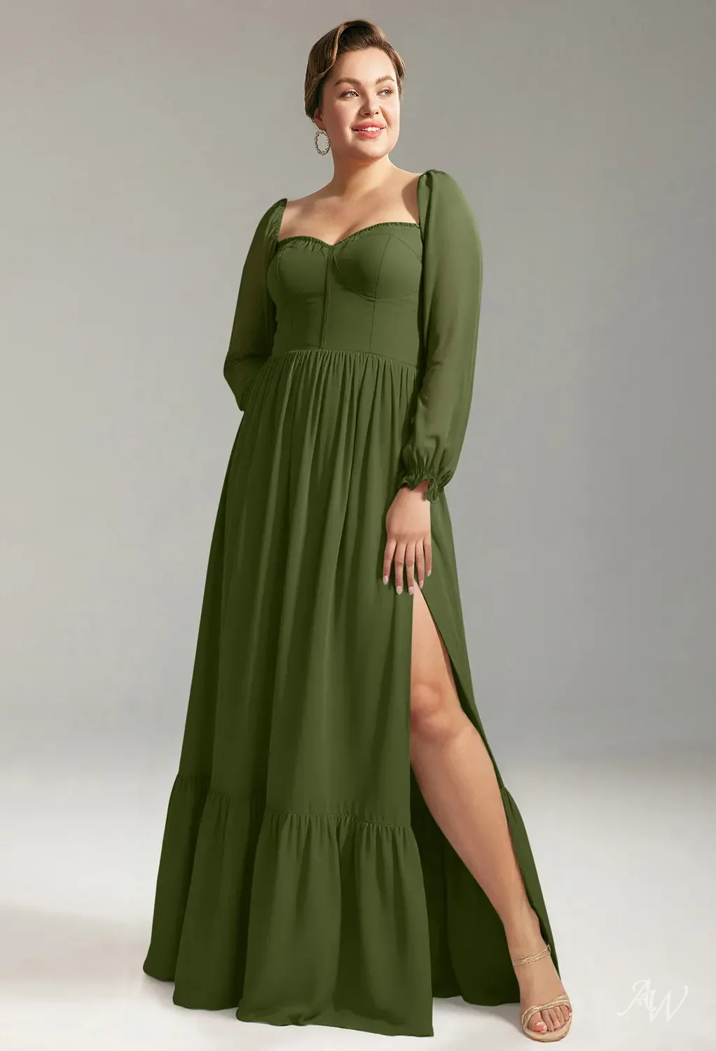 green emerald velvet dress Final Sale Plus Size Chiffon Mini Dress in Olive Green Palm Print  Chic  And Curvy