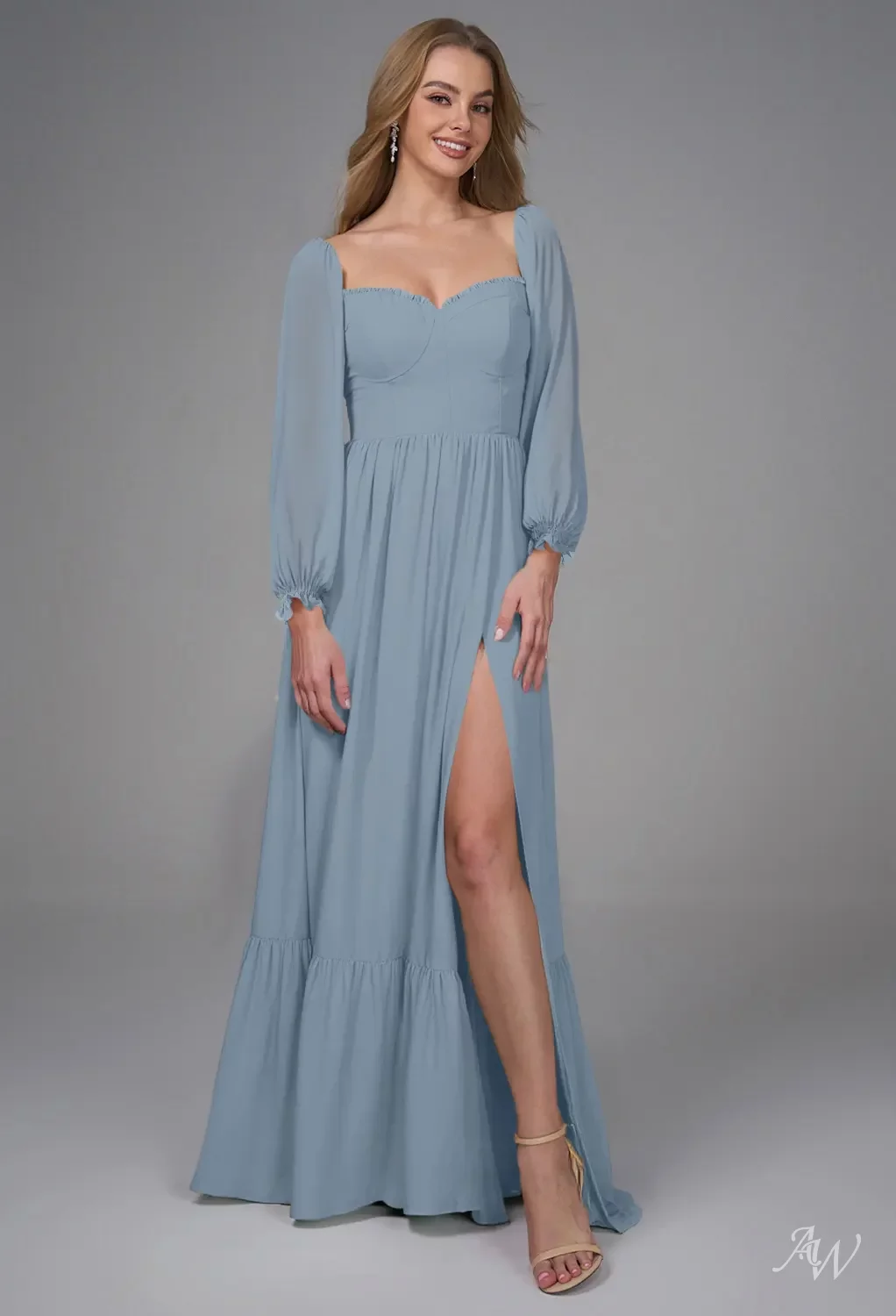 dusty grey blue bridesmaid dresses Birdy Grey Bridesmaid Dress Size 4, Dusty Blue, Formal Chiffon