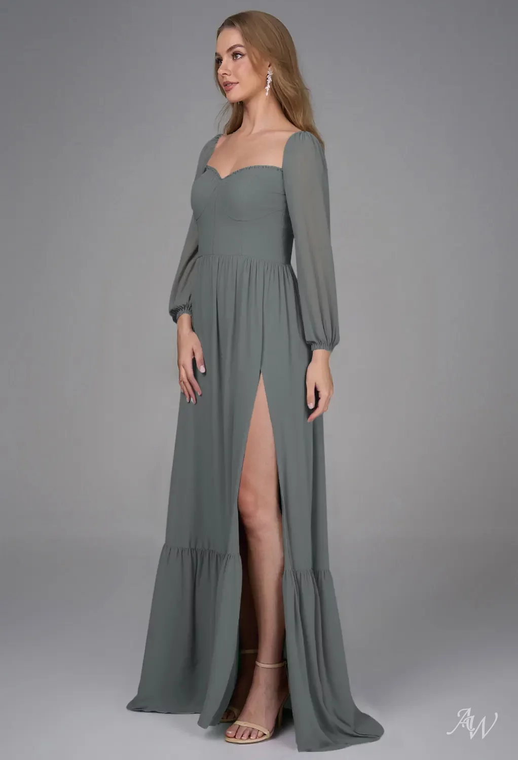 gray plus size a-line dress Wholesale Evening Dresses for Party Plus Size Sparkly Double V Neck main image 1