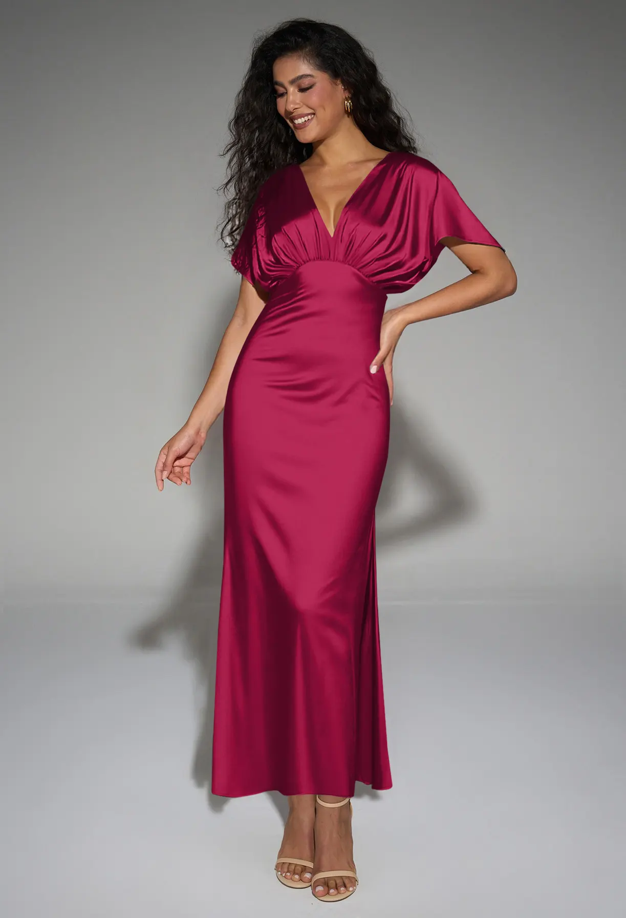 satin holiday dress Jester Red Dresses Long sleeve dress
