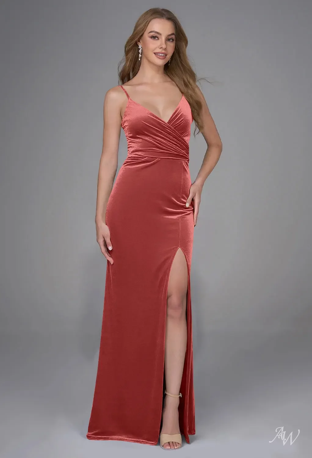 blue dress for baby girl Elegant A Line Off the Shoulder Dusty Red Chiffon Long Bridesmaid Dresses  with Slit ABBD061806