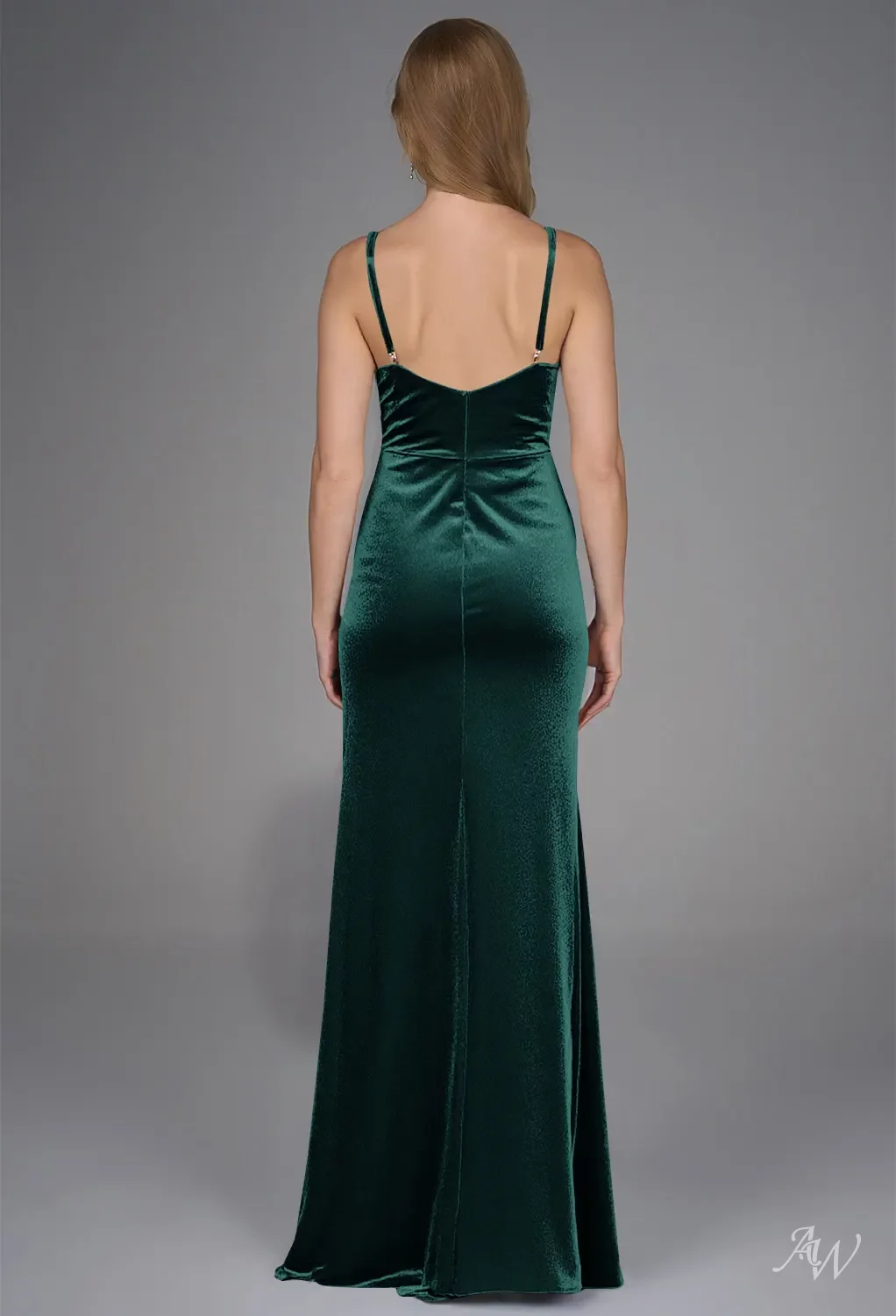 hunter green bridesmaid dresses long AW.Bridal Mermaid Halter Neckline Floor Length Sleeveless Spaghetti Straps Ruching Split Dress Size 18 Gold Prom Dresses 2022