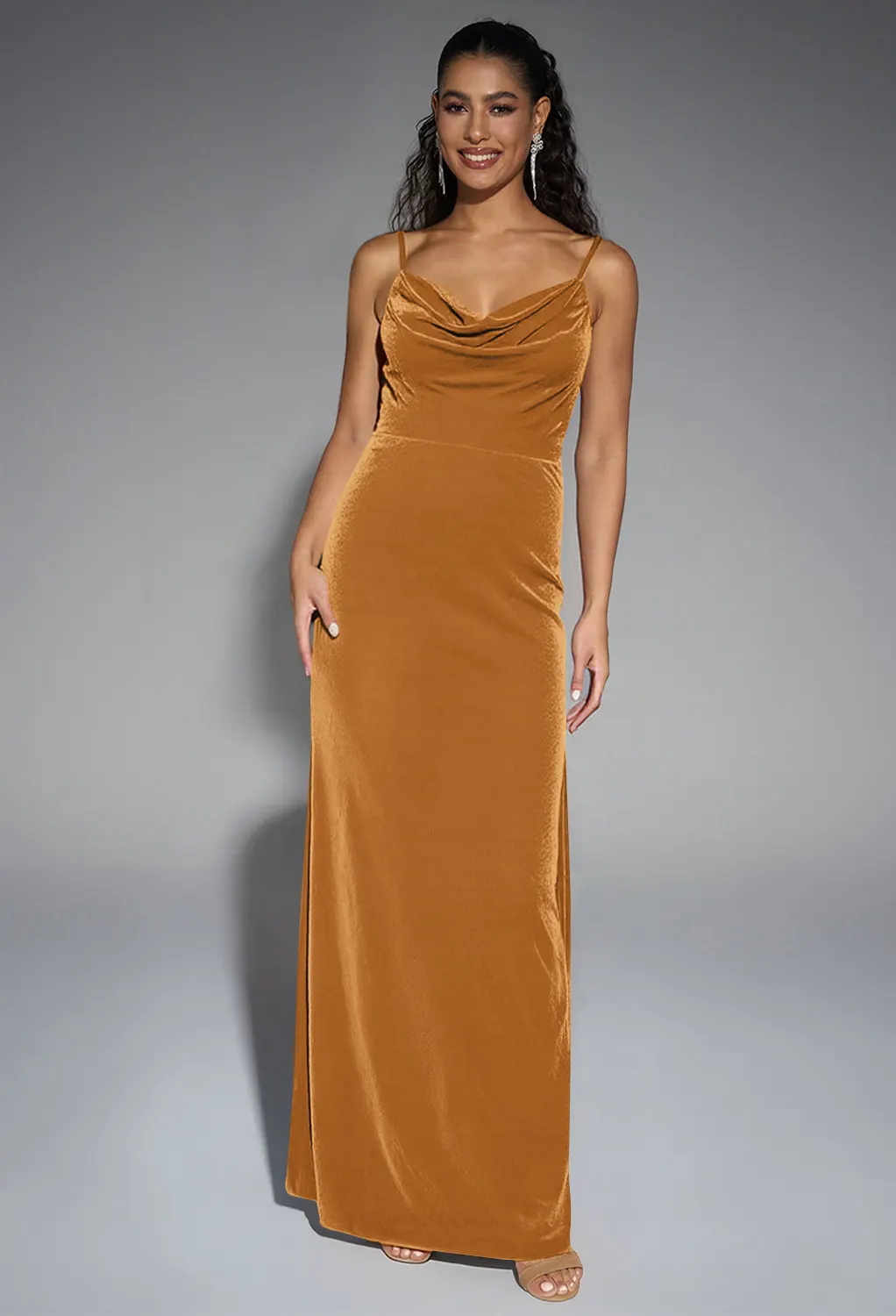 yellow brown bridesmaid dresses Yellow Mermaid Sweetheart Side Slit Cheap Long Bridesmaid Dresses,WG14 –  SposaDresses main image 0