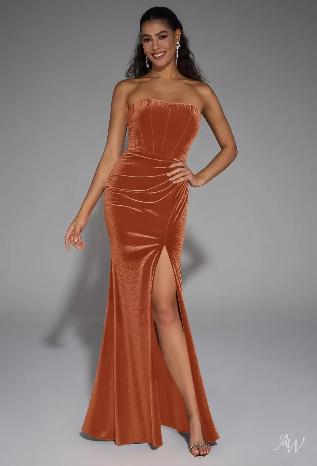 chinese dress ladies Simple Beach Burnt Orange Spaghetti Straps Bridesmaid Dresses BD101 –  bridalsew main image 1