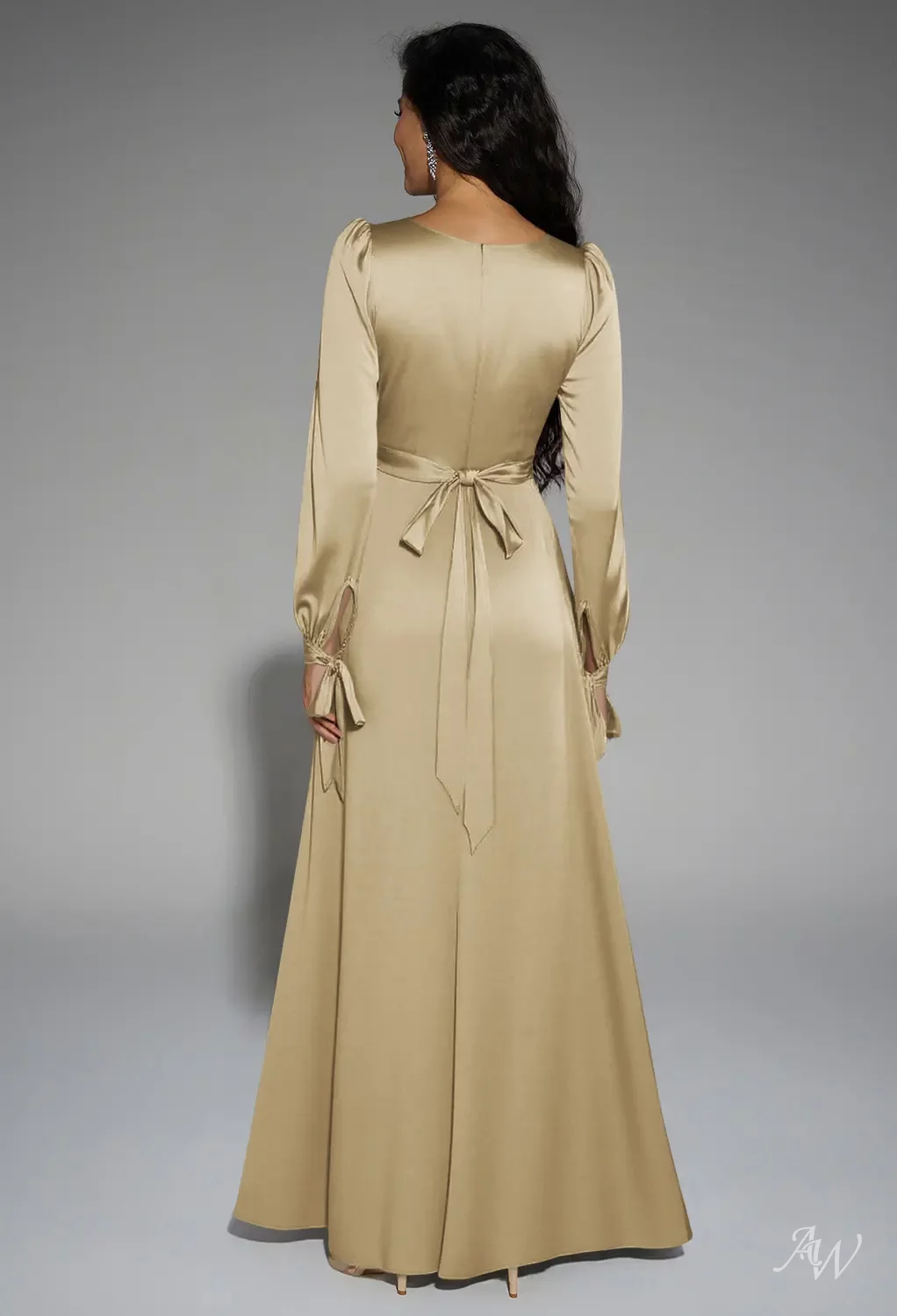 long sleeve teal bridesmaid dress Modest Dark Teal Chiffon Long Sleeve Bridesmaid Dress main image 0