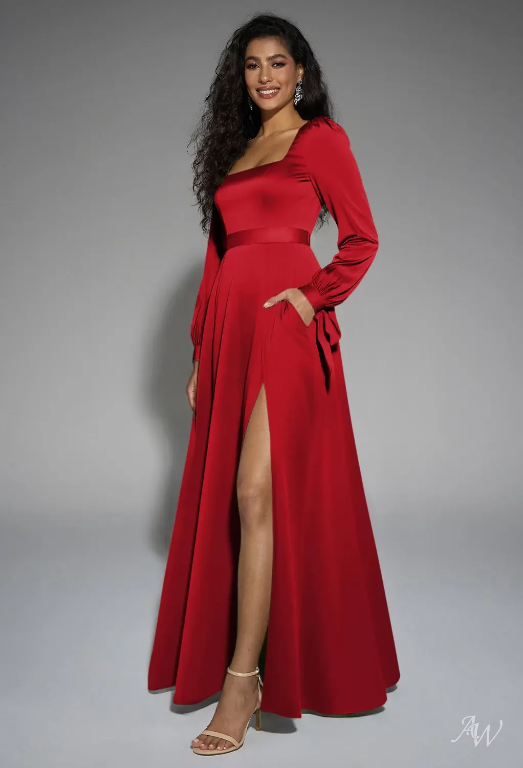red rose formal dress ROSALIN Roses Pattern A Line Prom Dress - Floral Elegance main image 0
