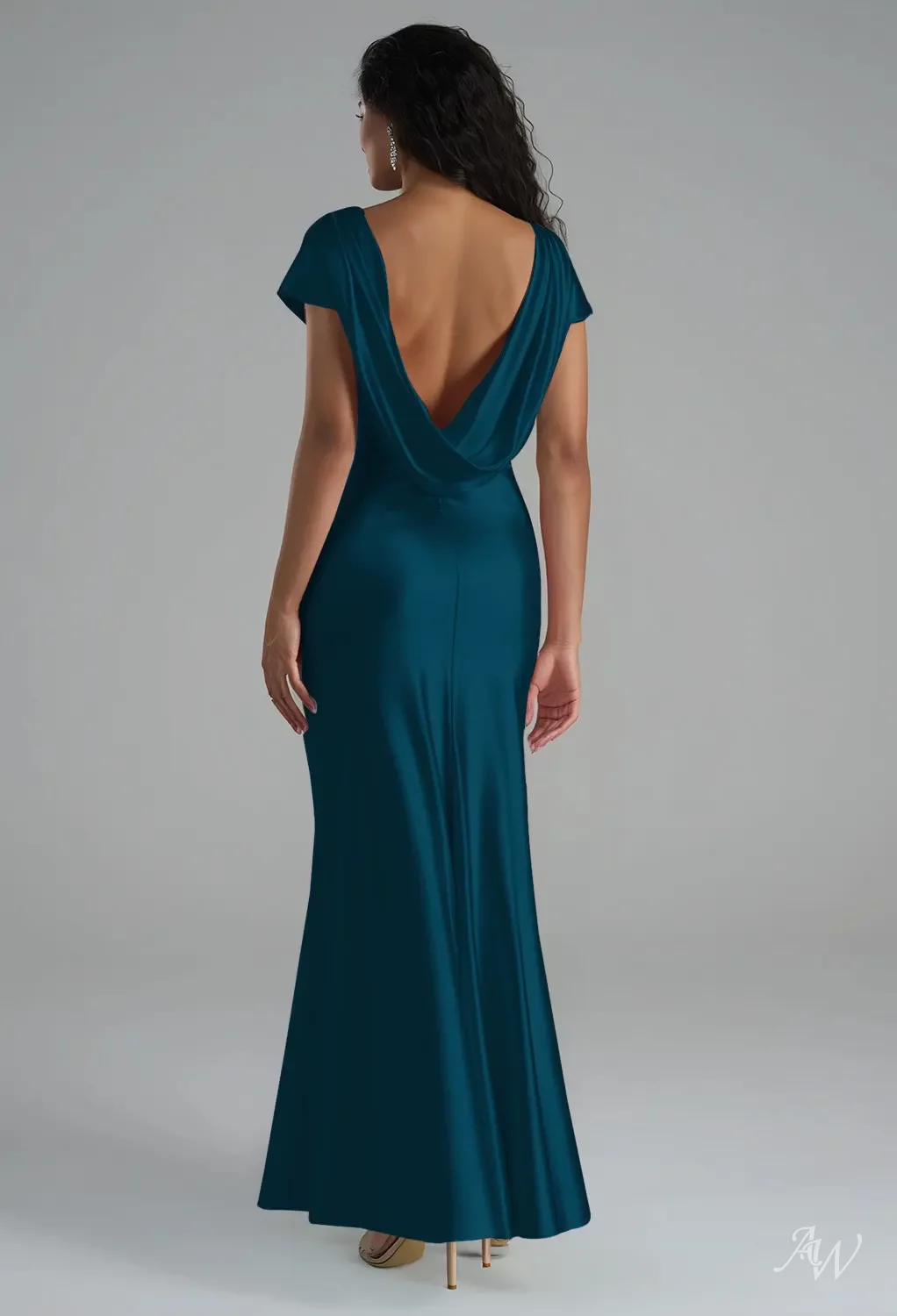 bridesmaid dresses denver Elegant Dark Navy Long Lace Bridesmaid dresses with Short-Sleeves